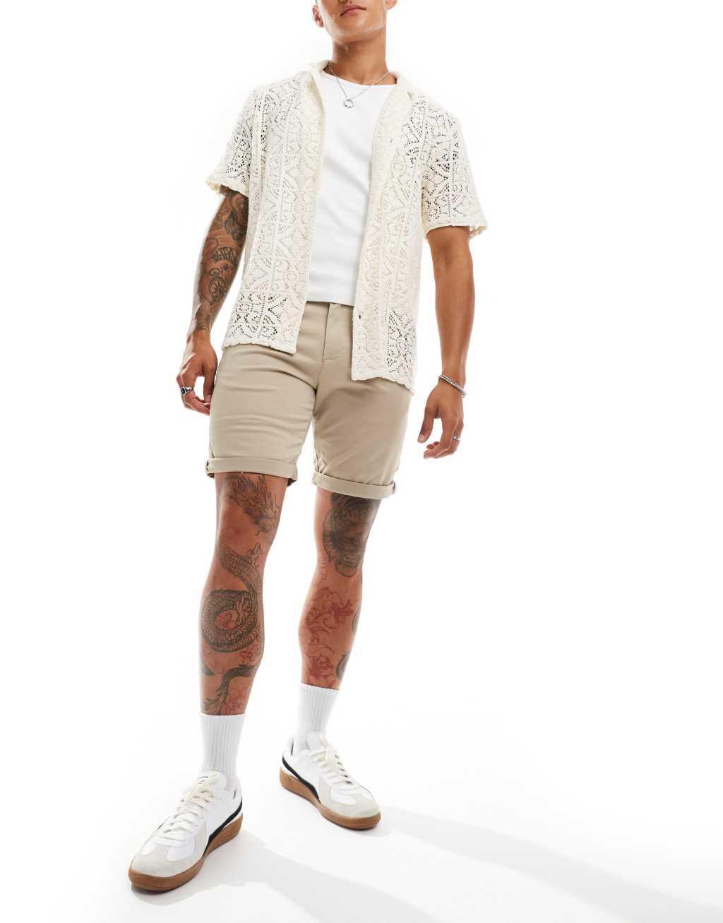 Jack & Jones chino shorts in beige Product Image