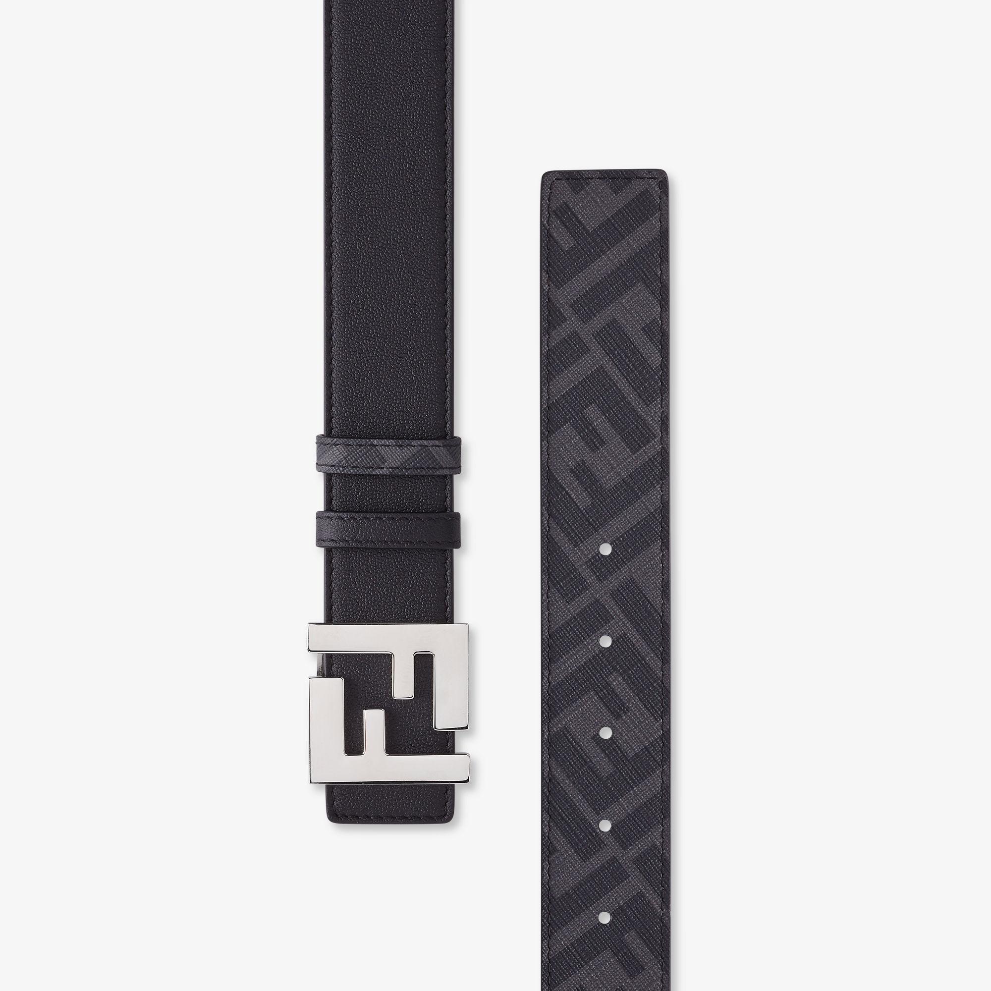 Squared FF beltBlack leather reversible belt Product Image