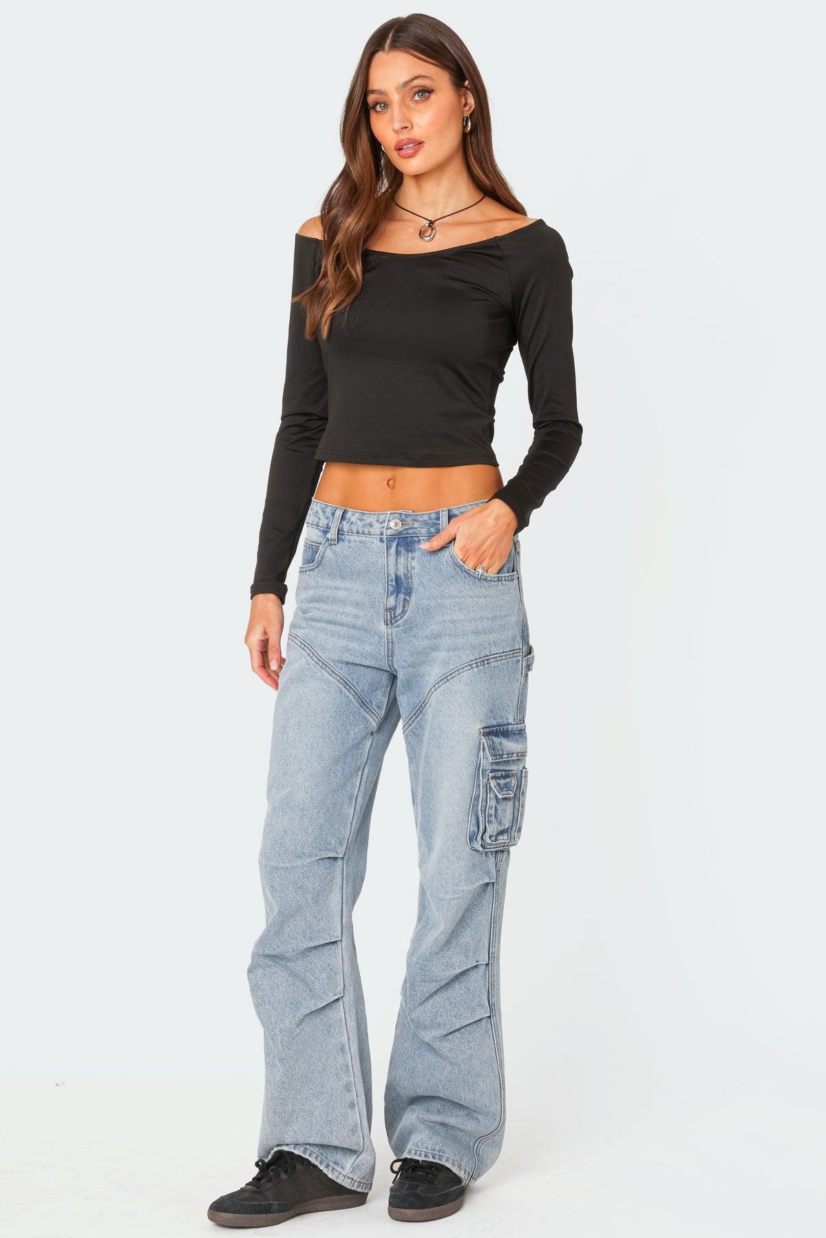 Tahlia V Neck Off Shoulder Top Product Image