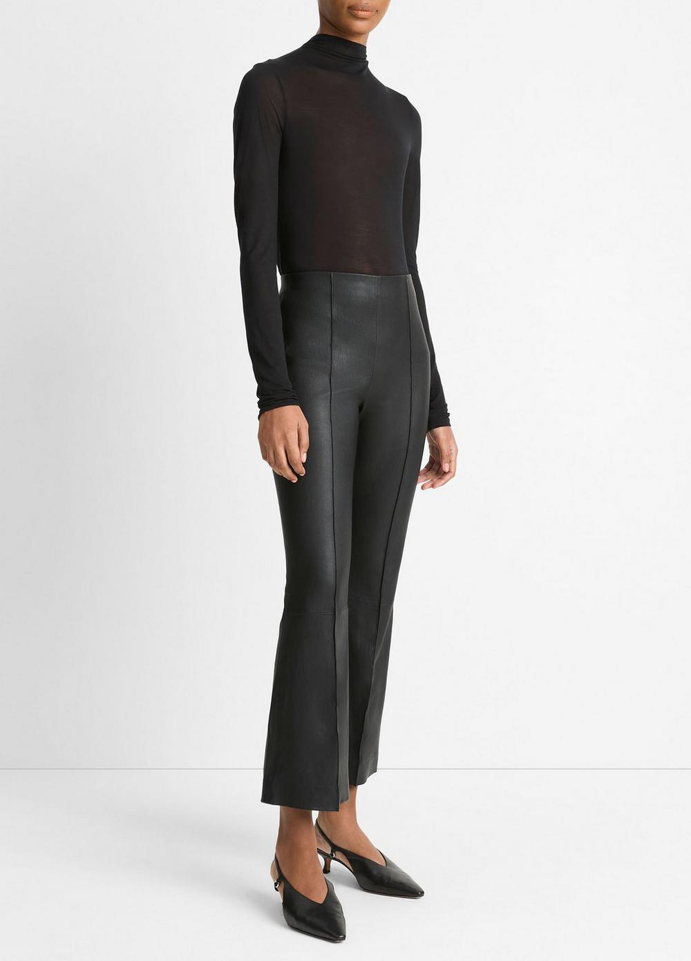 Stretch-Leather Crop Flare Pant Product Image