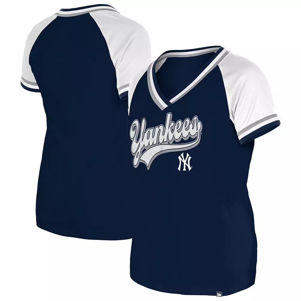 Women's New Era Navy New York Yankees Gameday Raglan V-Neck T-Shirt, Size: Small, Blue Product Image