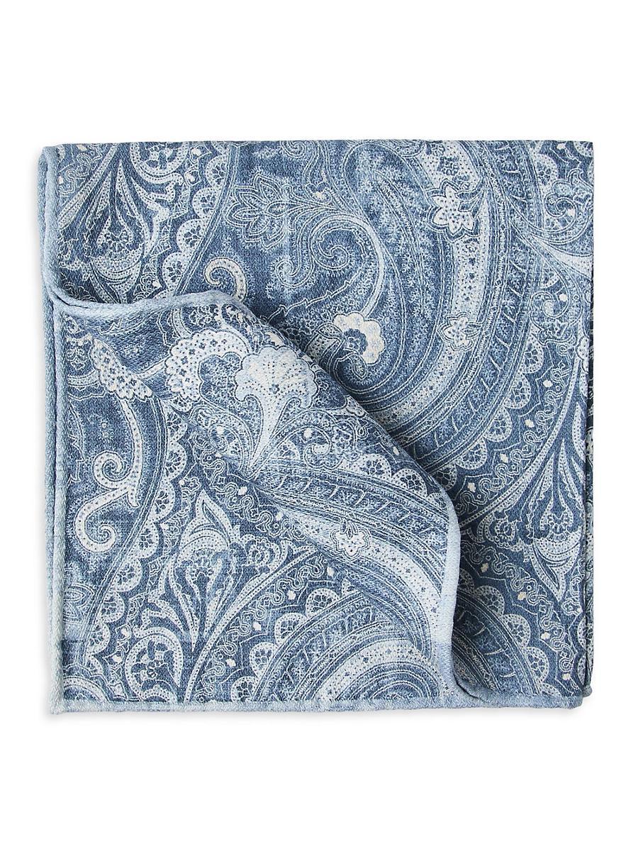 Mens Double Face Silk Pocket Square with Paisley Design Product Image