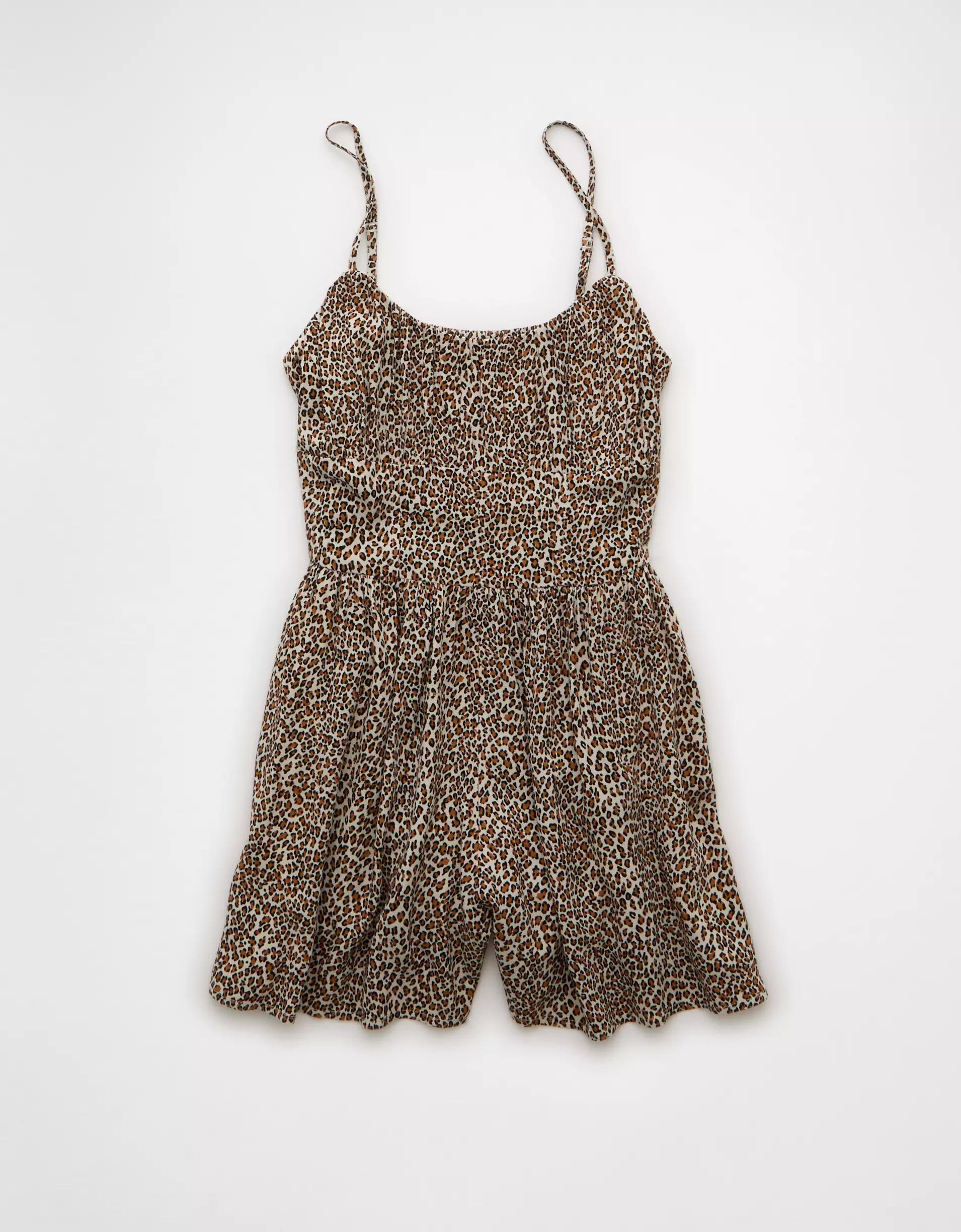 AE Ruched Bodice Leopard Corset Romper Product Image