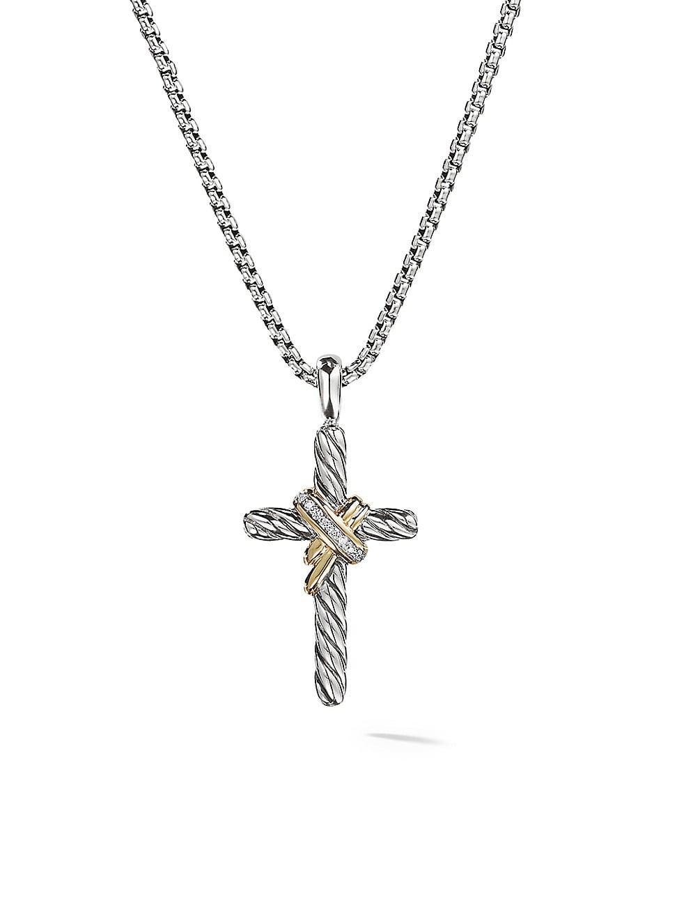 X Cross Necklace with Diamonds and 14K Gold Product Image