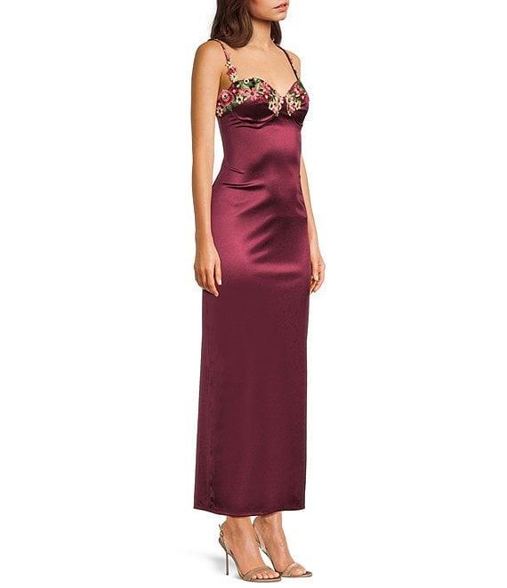 B. Darlin Adjustable Spaghetti Straps Sweetheart Neckline Floral Lace Dress Product Image