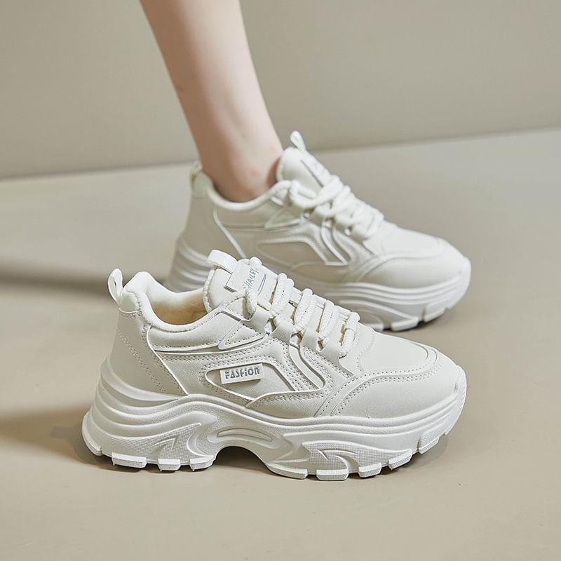 Lace-Up Platform Sneakers Product Image