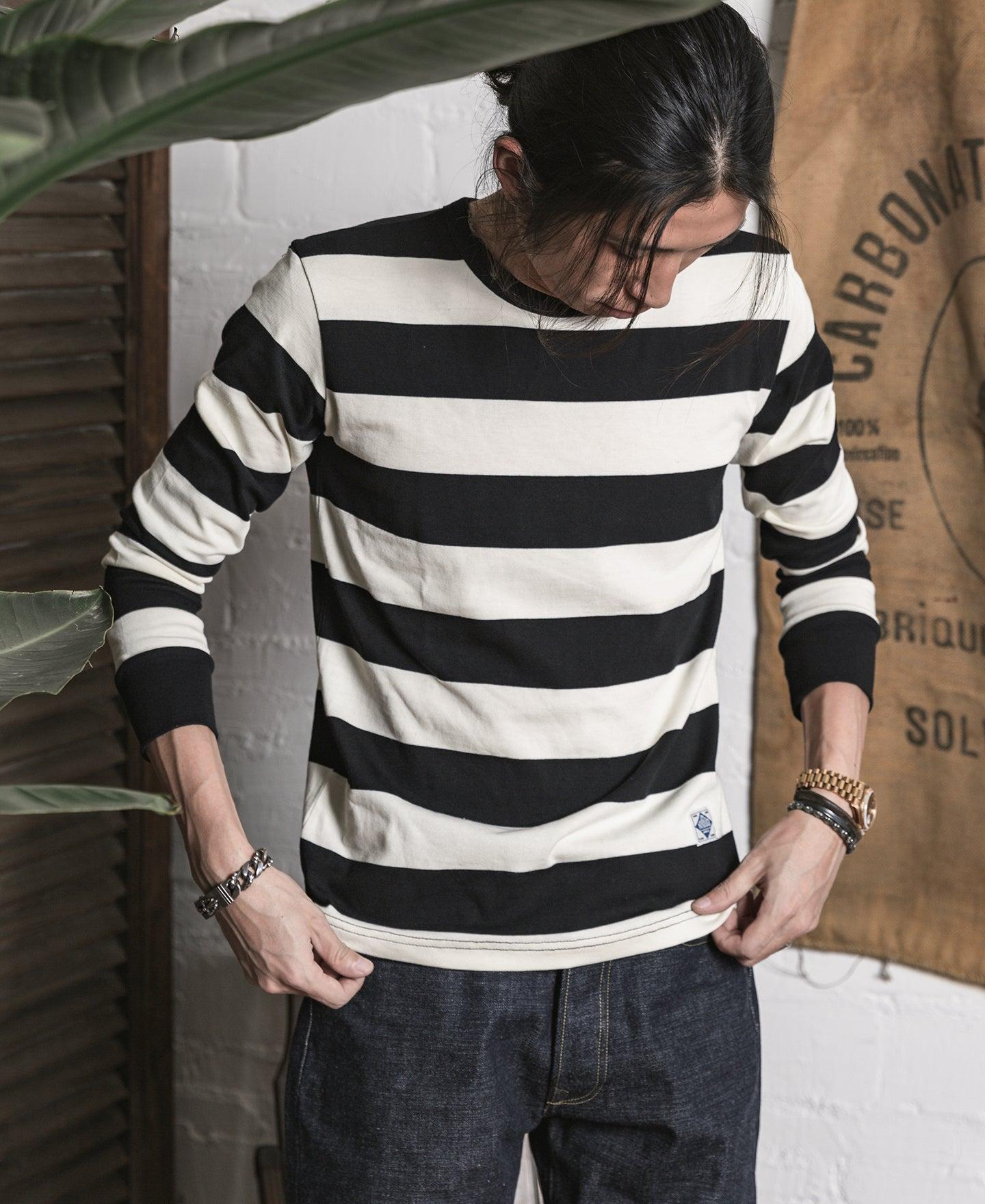 9 oz Wide Striped Long Sleeve T-Shirt Product Image