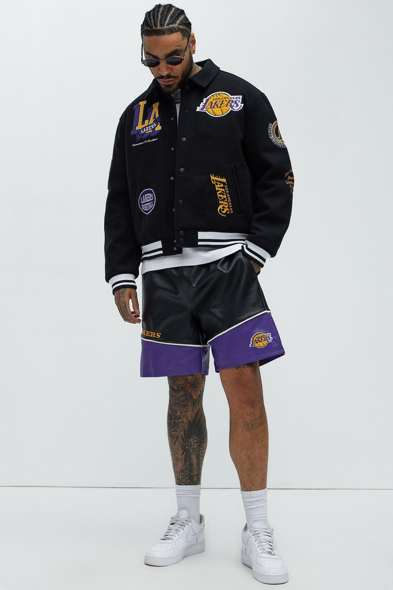 Lakers Ring Leader Varsity Jacket - Black/Yellow Male Product Image