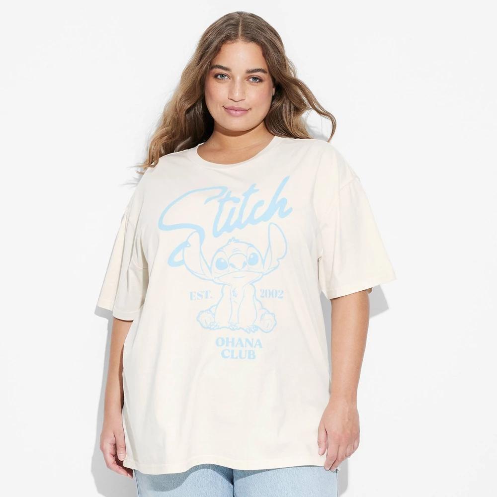 Womens Stitch Oversized Short Sleeve Graphic T-Shirt - White Product Image