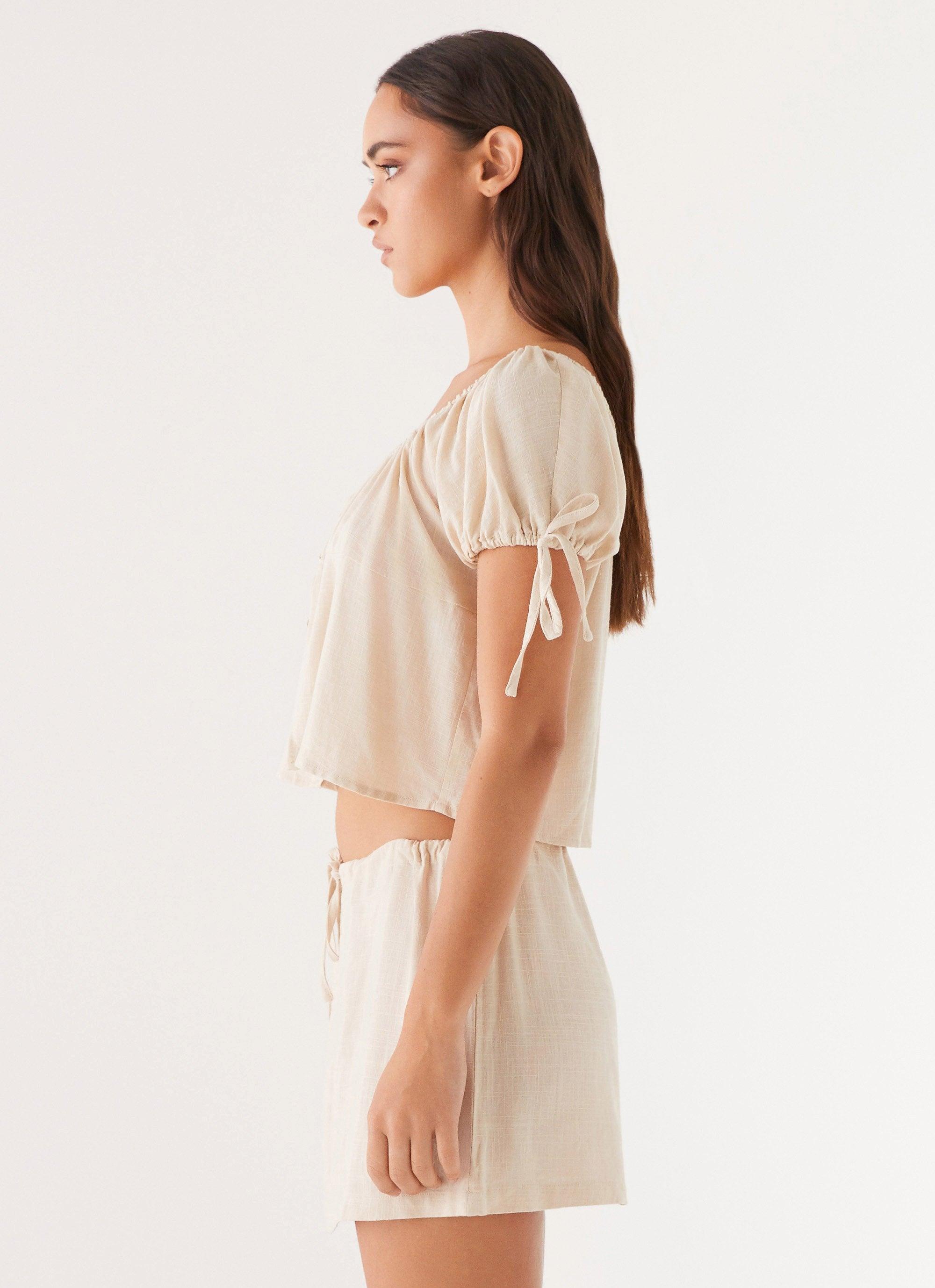 Amber Fields Linen Mini Skirt - Natural Product Image