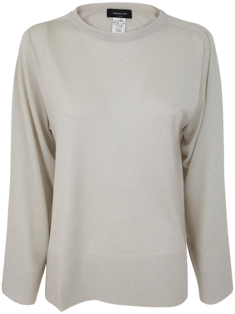 FABIANA FILIPPI Lurex Crew Neck Sweater In Brown Product Image