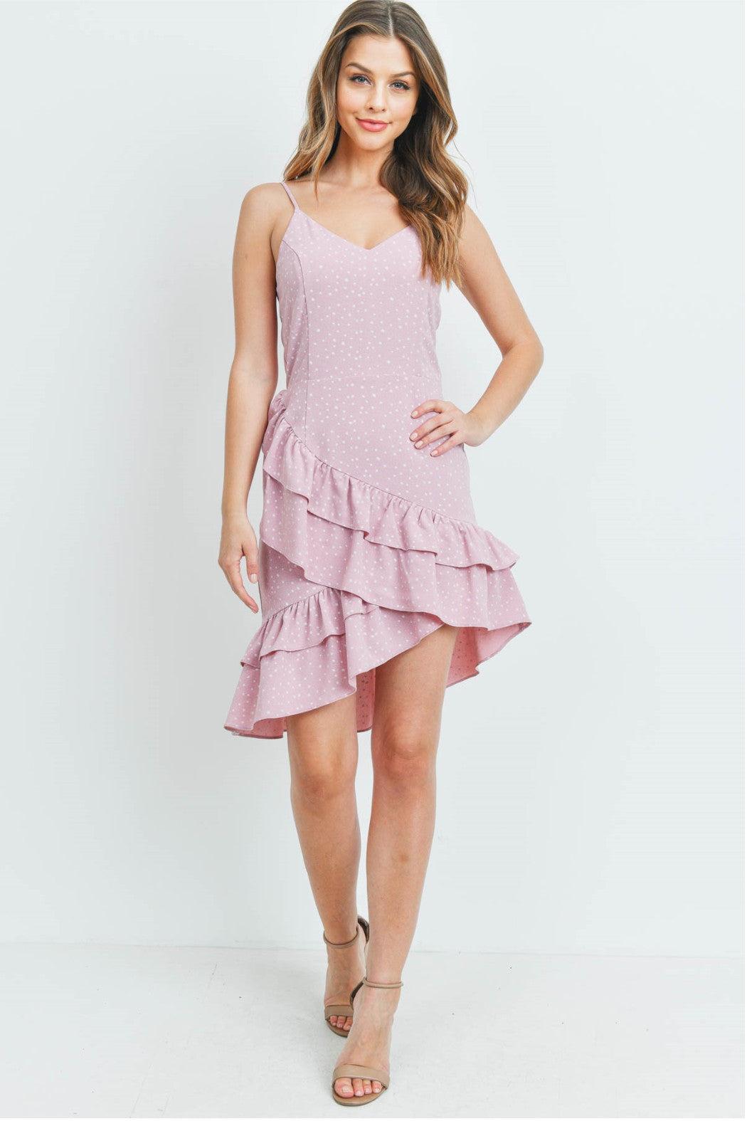 Ruffles Asymmetrical Strap Dress Product Image