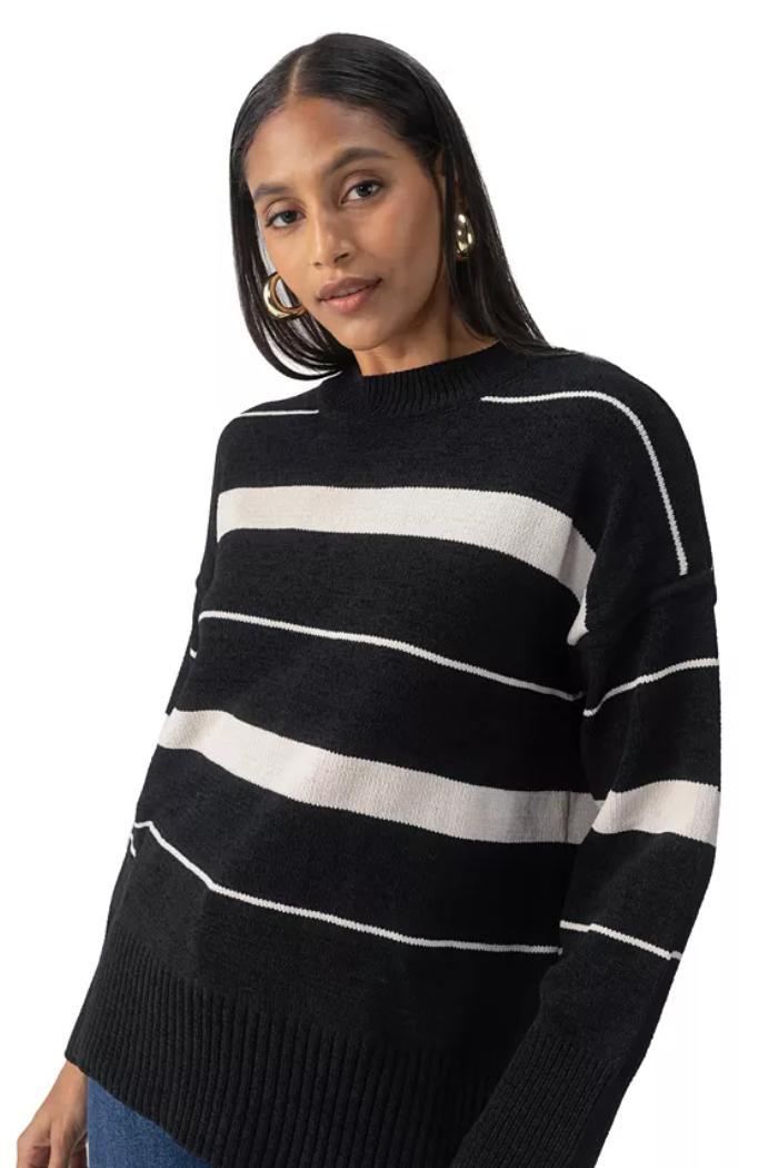 Modern Stripe Tunic- Black/Almond Product Image