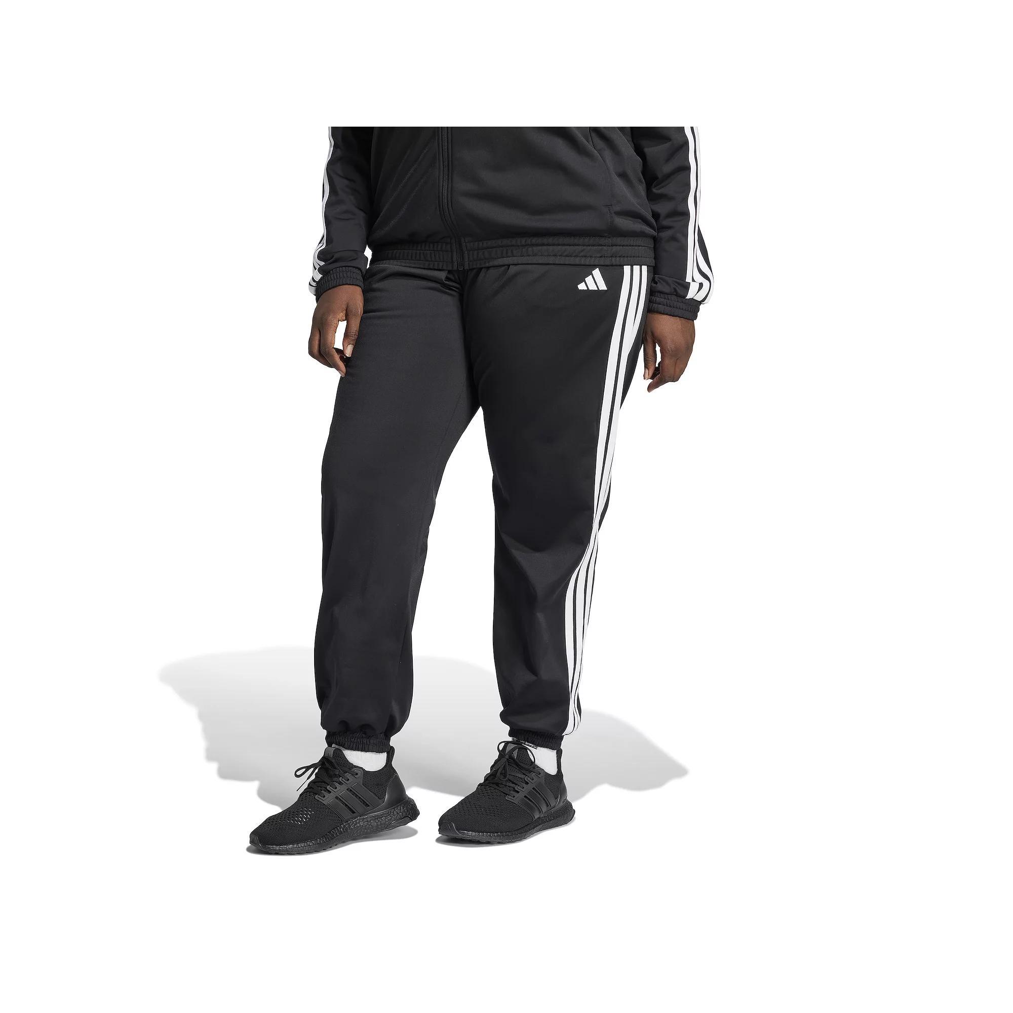 Plus Size adidas Tricot 3-Stripes Sportswear Track Pants, Women's, Size: 4XL, Black White Product Image