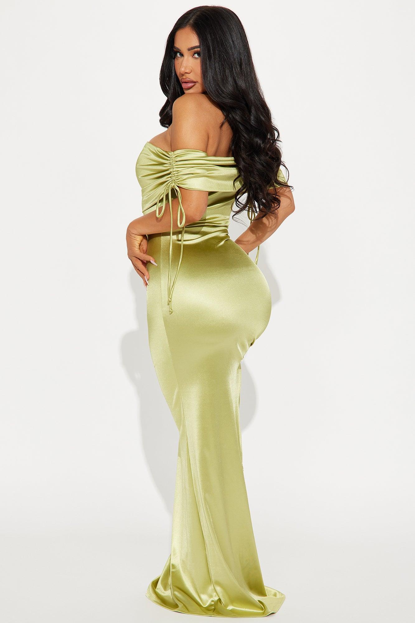 Kiara Off Shoulder Gown - Lime Product Image