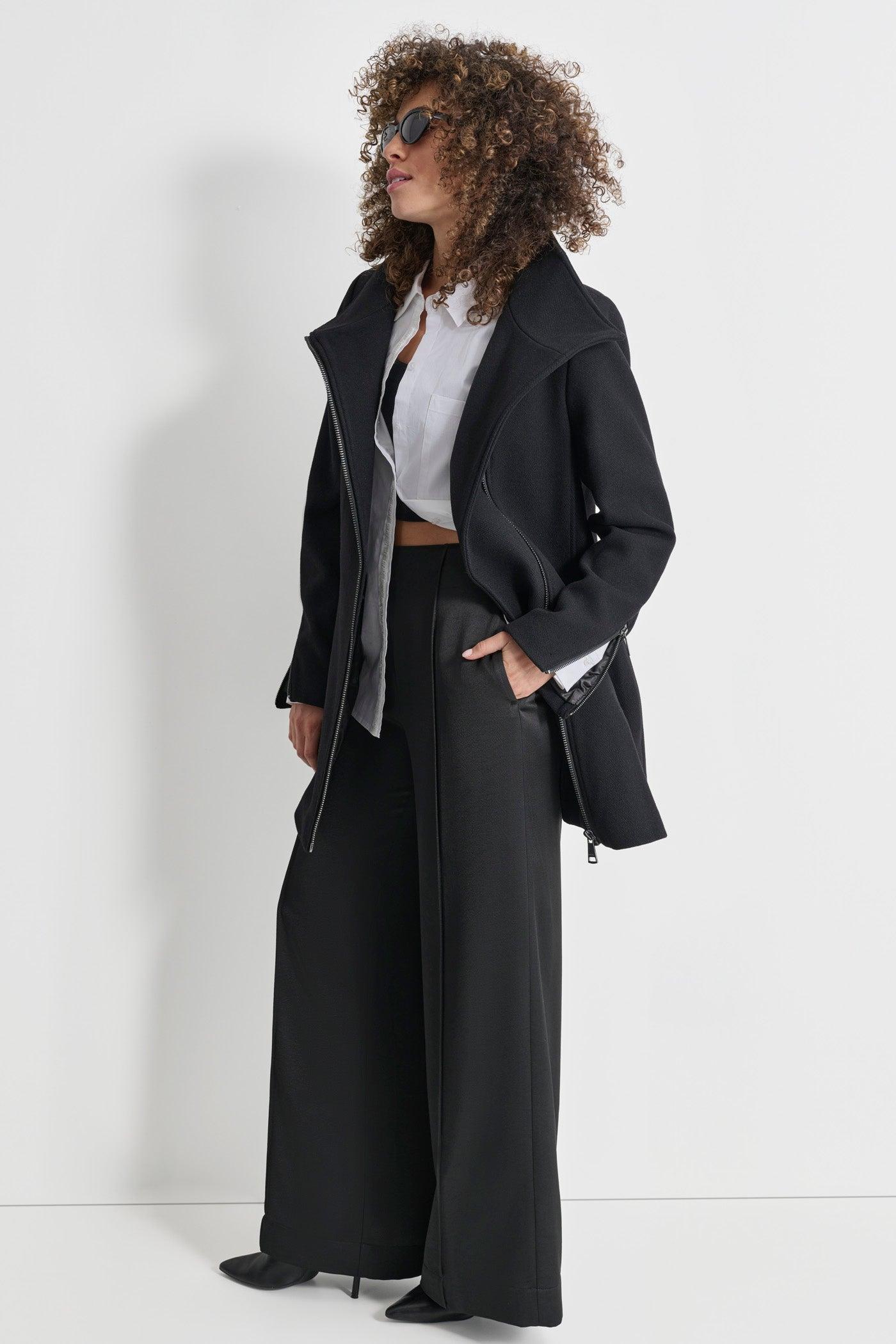 WOOL COAT WITH ZIPPER DETAIL Product Image