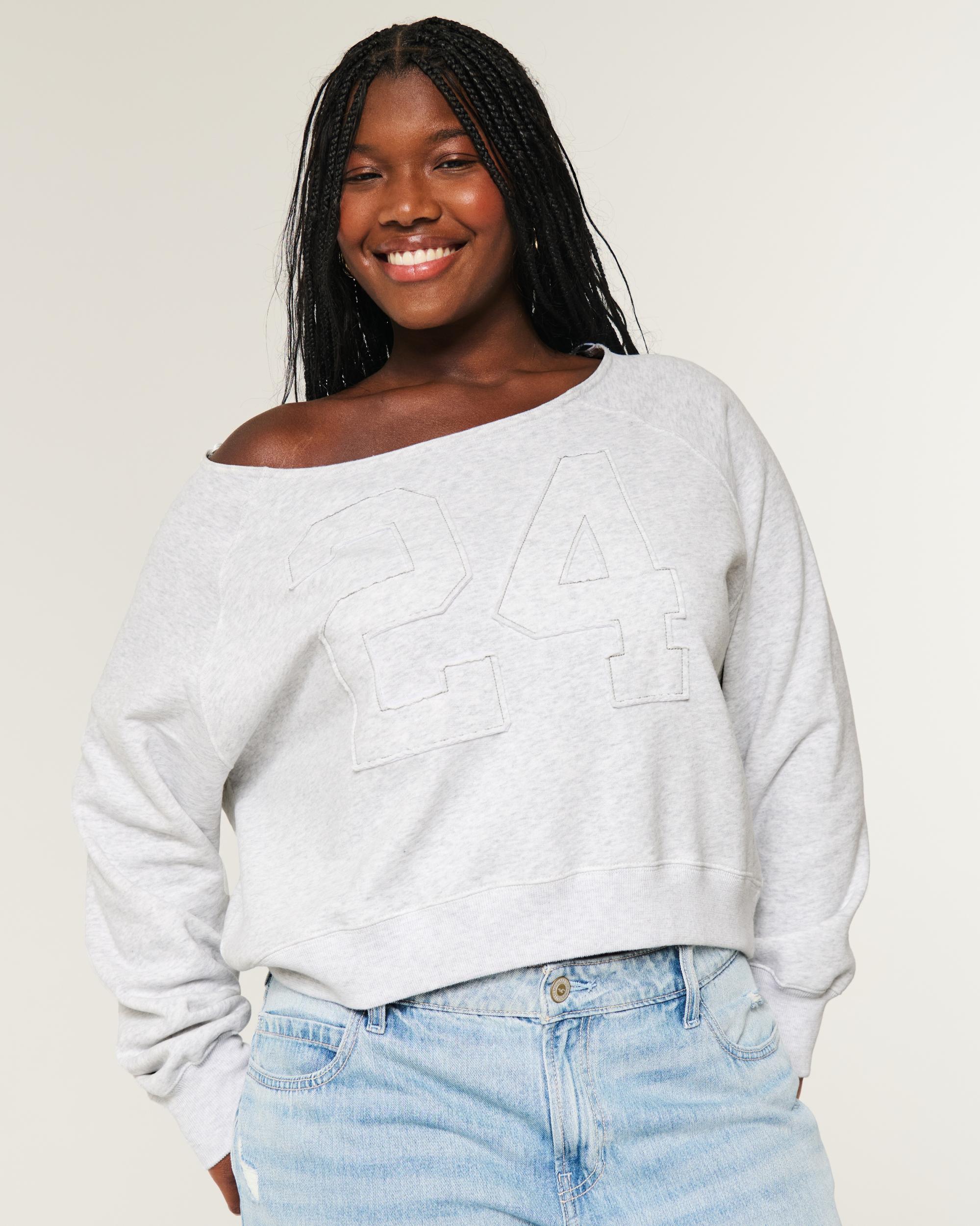 Easy Off-the-Shoulder Indiana University Graphic Sweatshirt Product Image