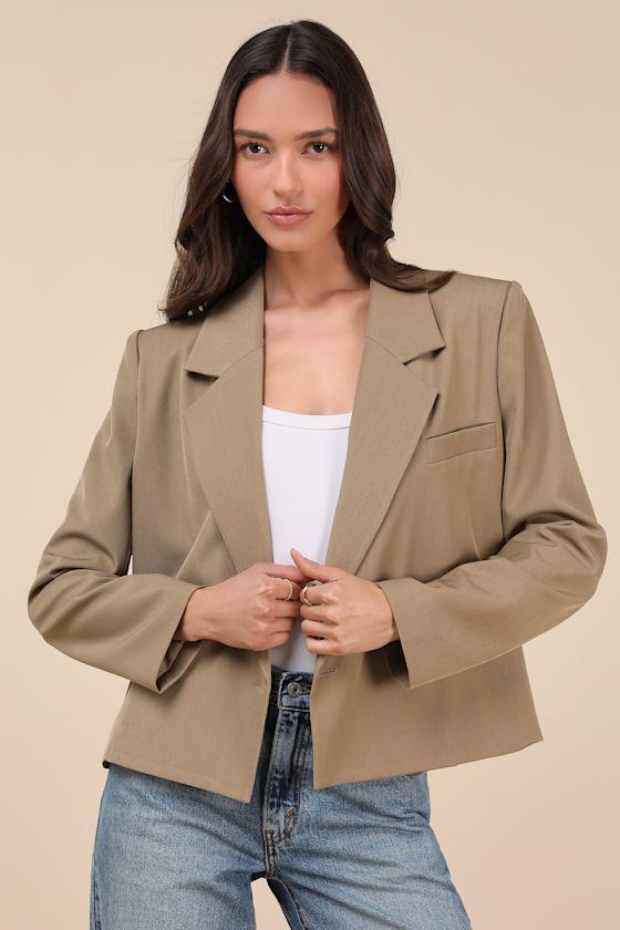 Suave Presence Tan Cropped Blazer Product Image