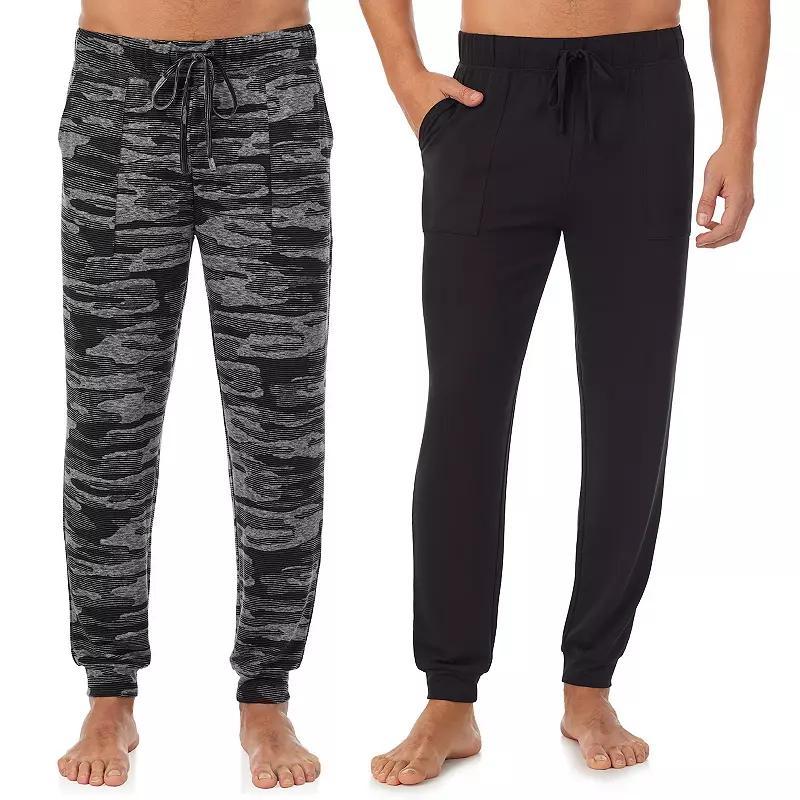 Men's Cuddl Duds® 2-Pack French Terry Cuffed Bottom Pajama Pants Set, Size: Small, Black Gray Camo Product Image
