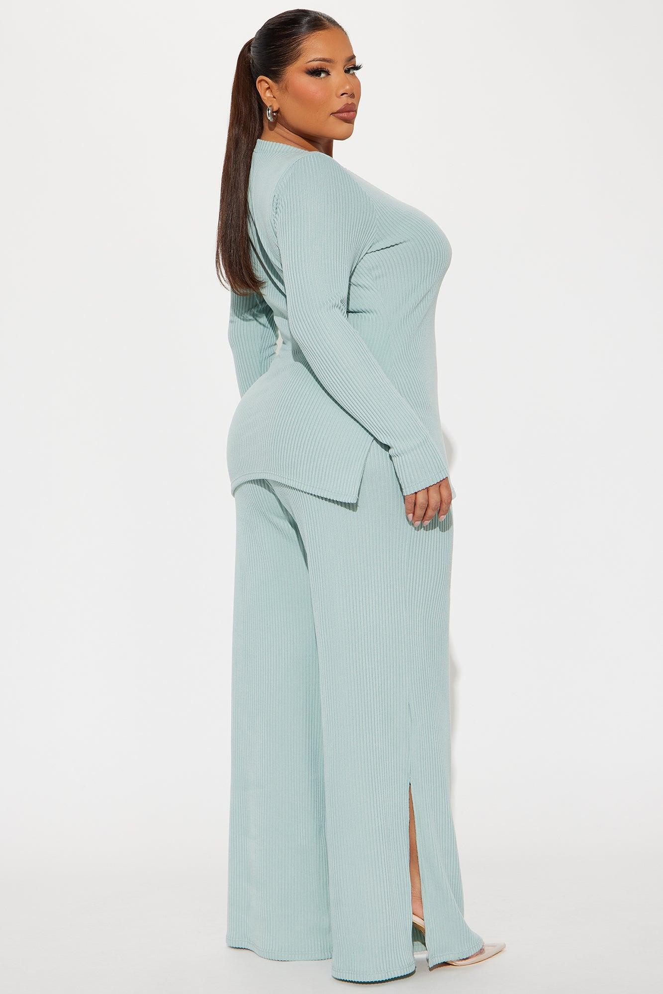 Maya Cozy Ribbed Pant Set - Sage Product Image