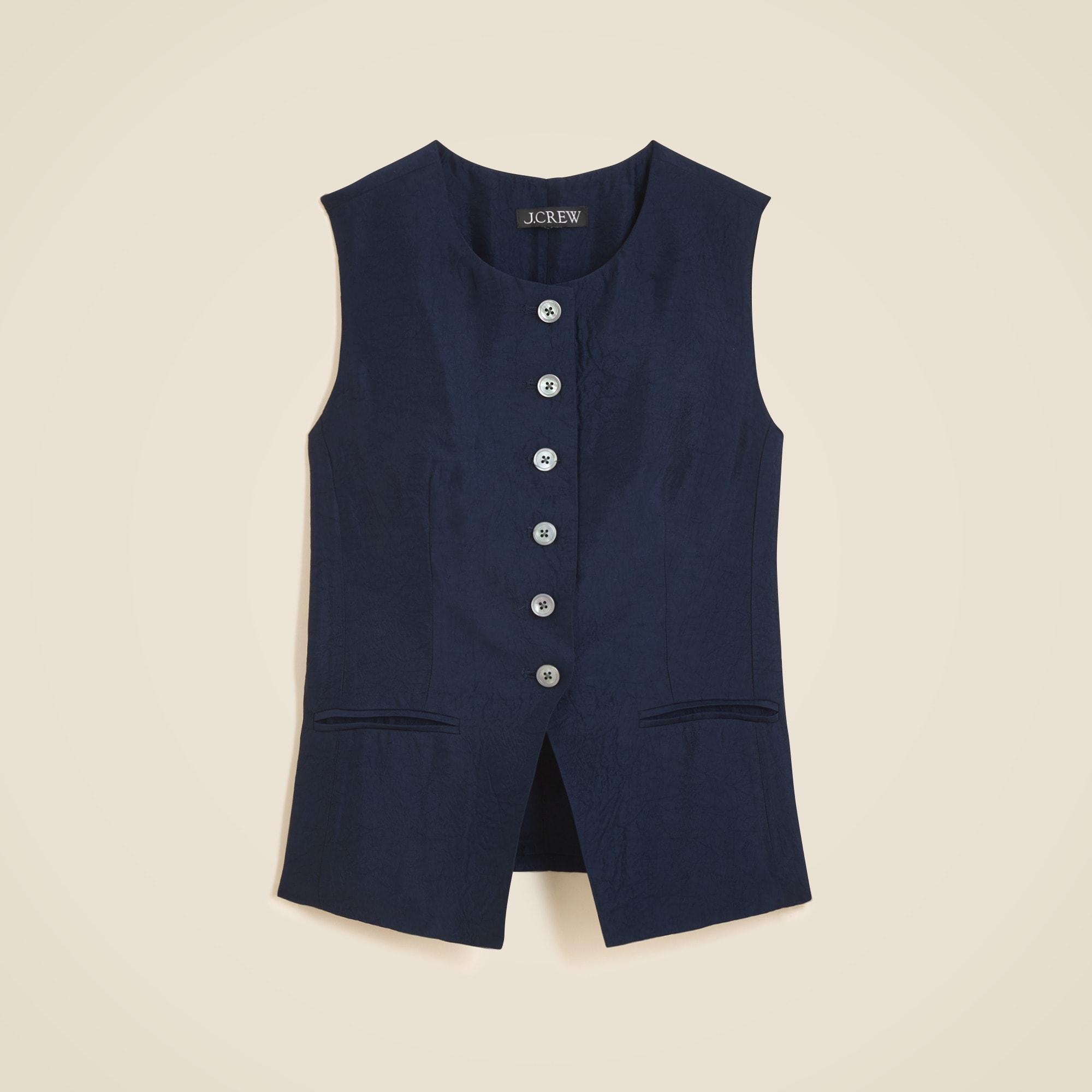 Essential cutaway vest top in textured satin Product Image