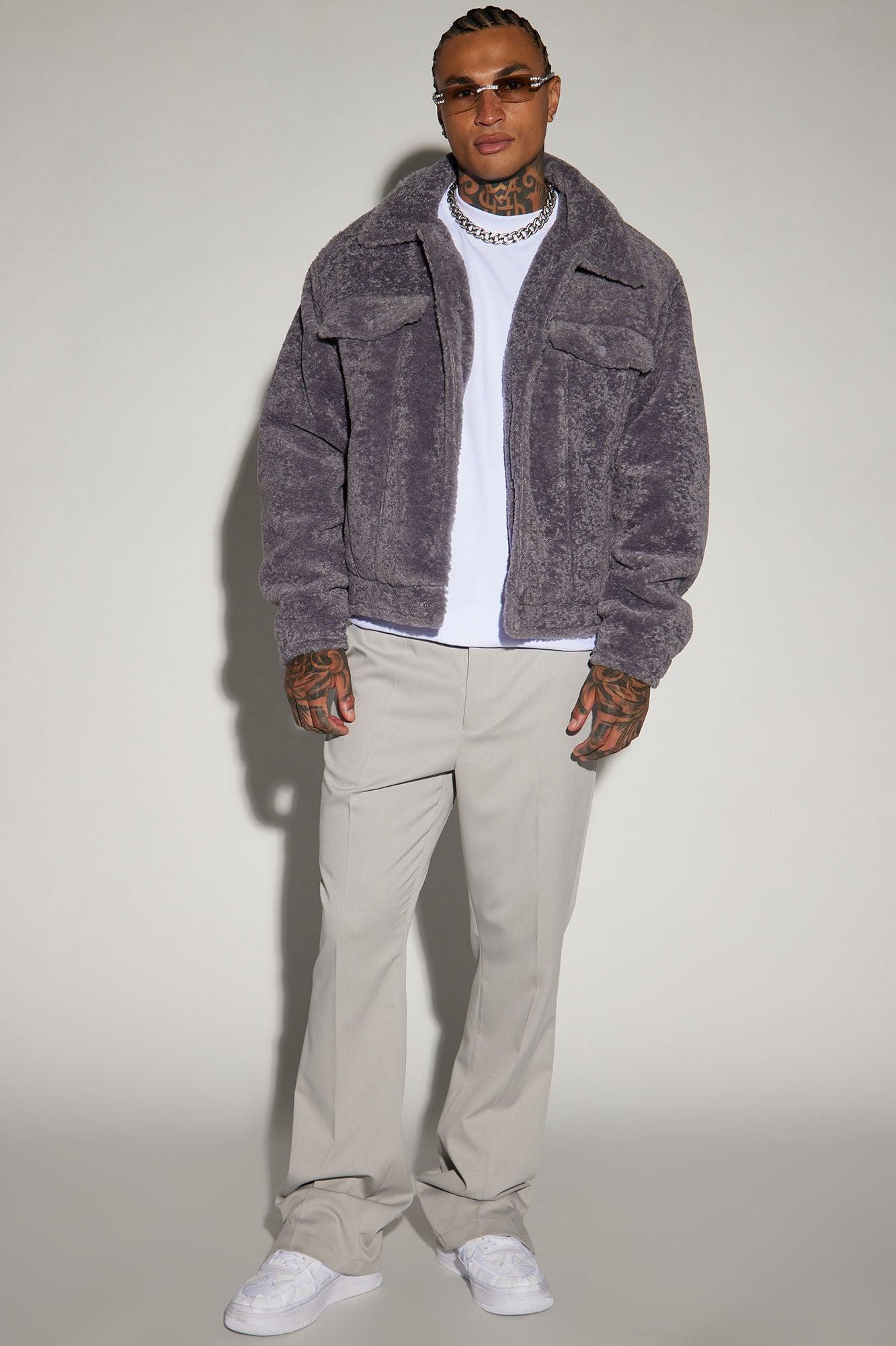 Tacoma Shearling Trucker Jacket - Grey Product Image