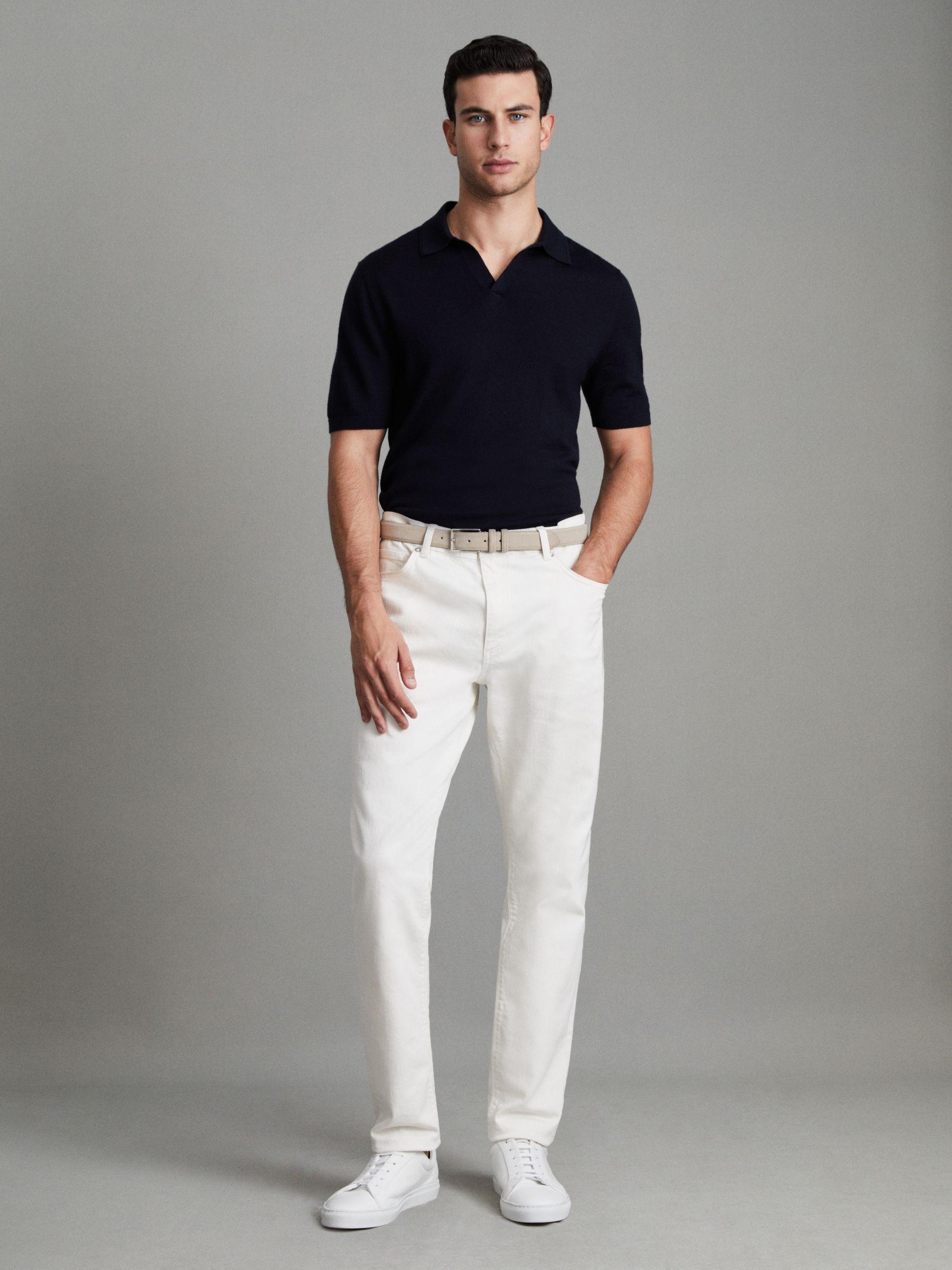 Tapered Slim Fit Jeans in Ecru Product Image