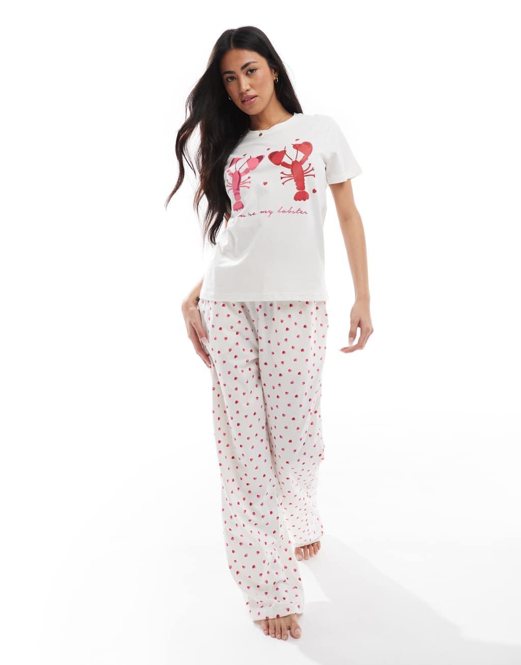 Threadbare pajama set in white with lobster print Product Image