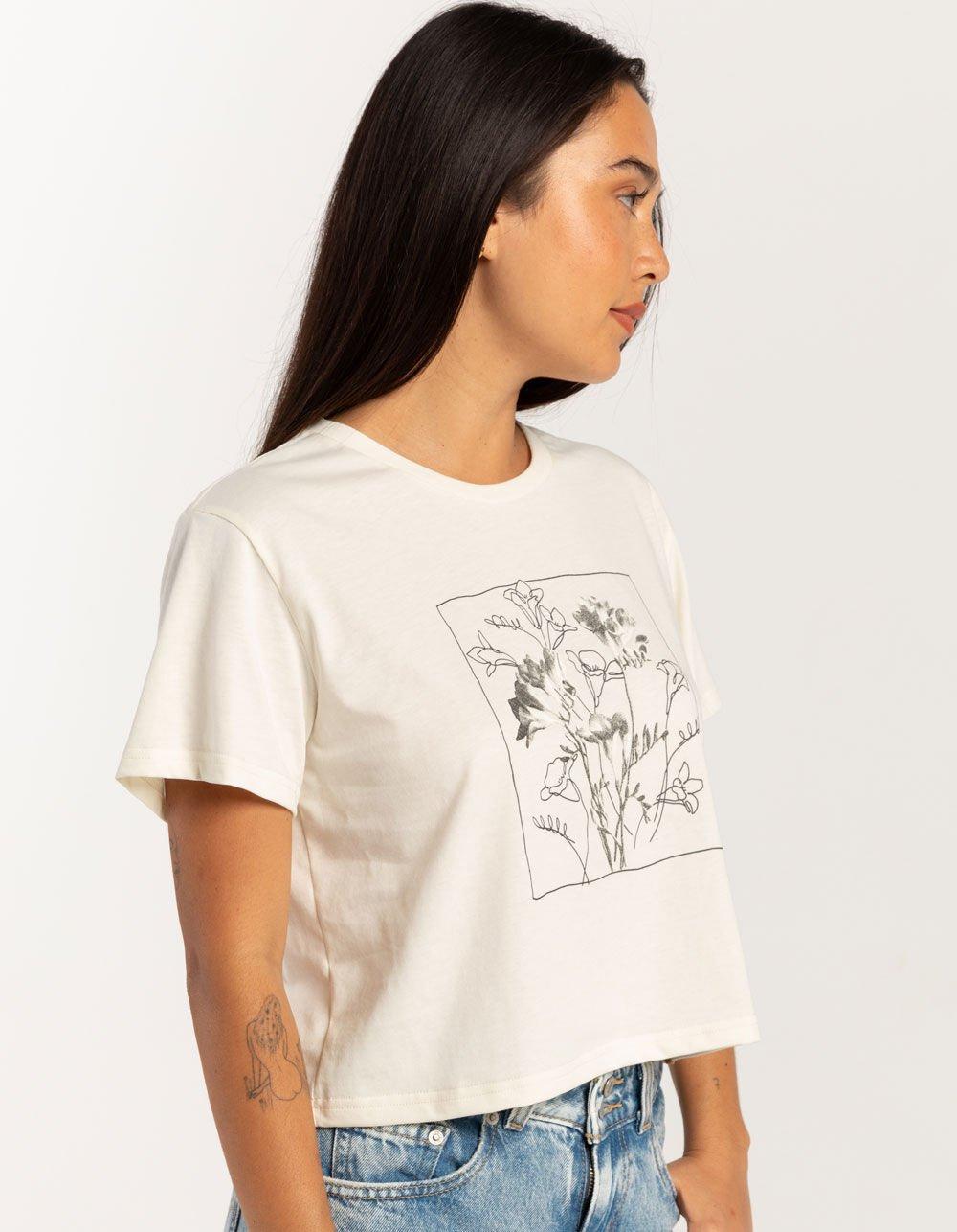 TENTREE Floral Womens Crop Tee - OFF WHITE Product Image