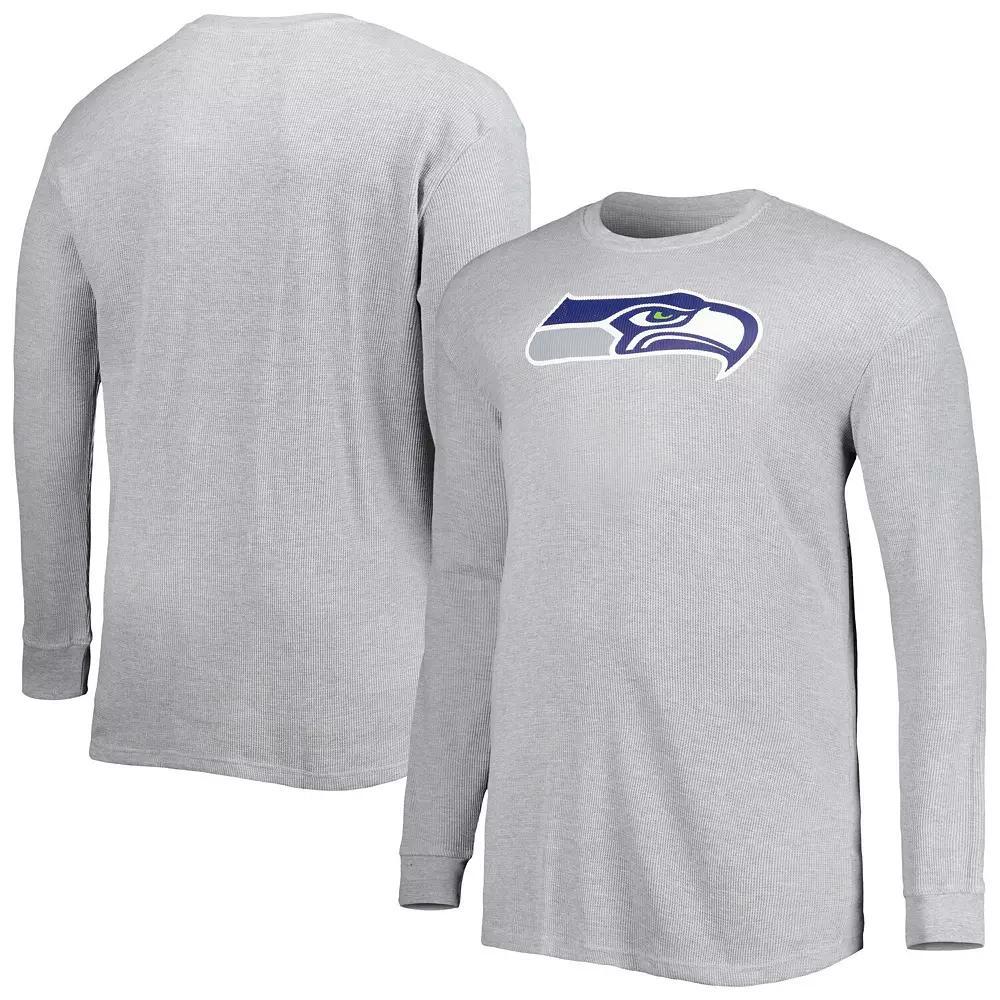 Men's Heather Gray Seattle Seahawks Big & Tall Waffle-Knit Thermal Long Sleeve T-Shirt, Size: 2XB, Grey Product Image