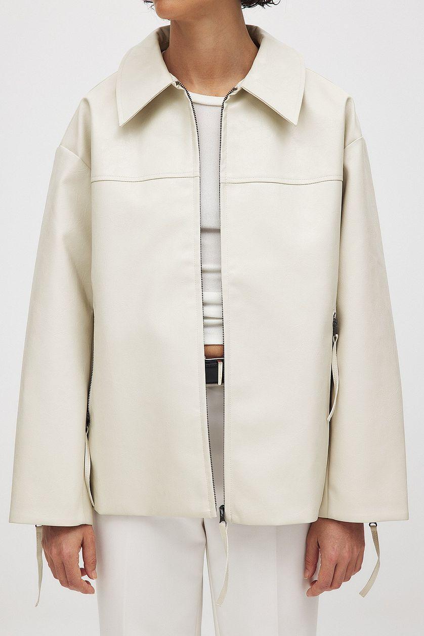 Zip Detail Shiny Pu Jacket Product Image