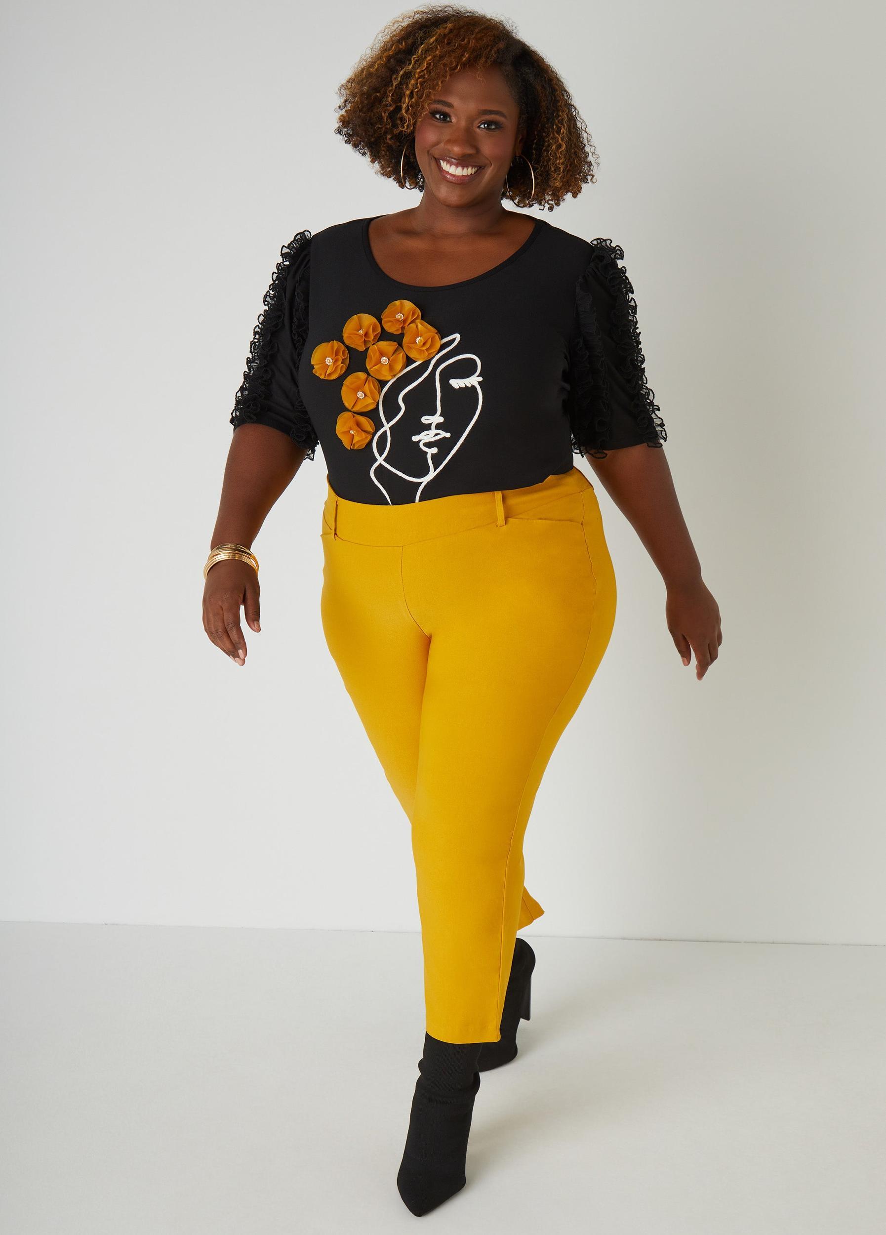 Plus Size Ruffled Profile Top Ashley Stewart Product Image