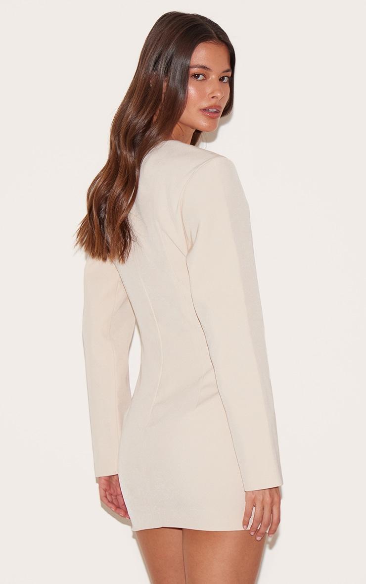  Almond Woven Tailored Button Detail Mini Dress Product Image