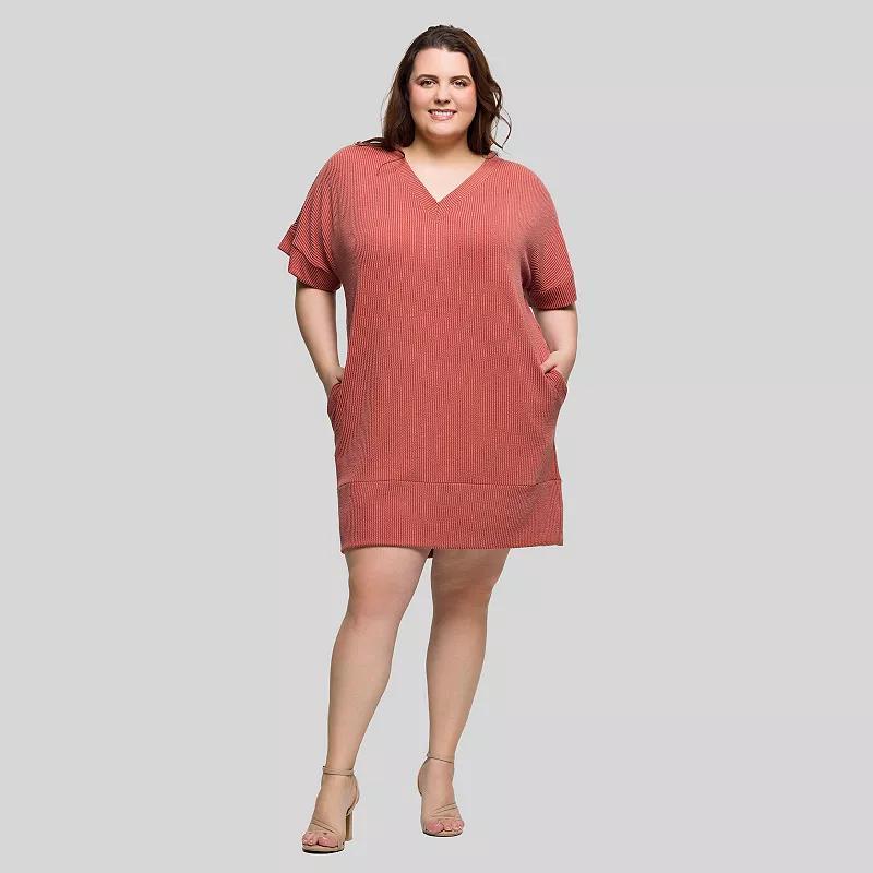 Plus Size 24Seven Comfort Apparel V-Neck Pocket T-Shirt Dress, Women's, Size: 3XL, Green Product Image