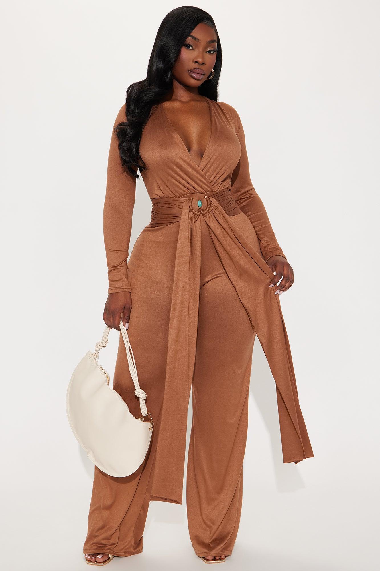 Zoe Belted Jumpsuit - Mocha Product Image