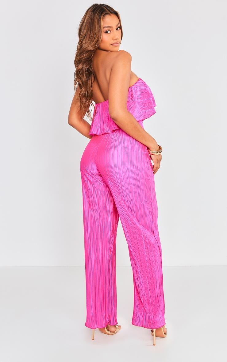 Fuchsia Plisse Tie Waist Tube Jumpsuit Product Image