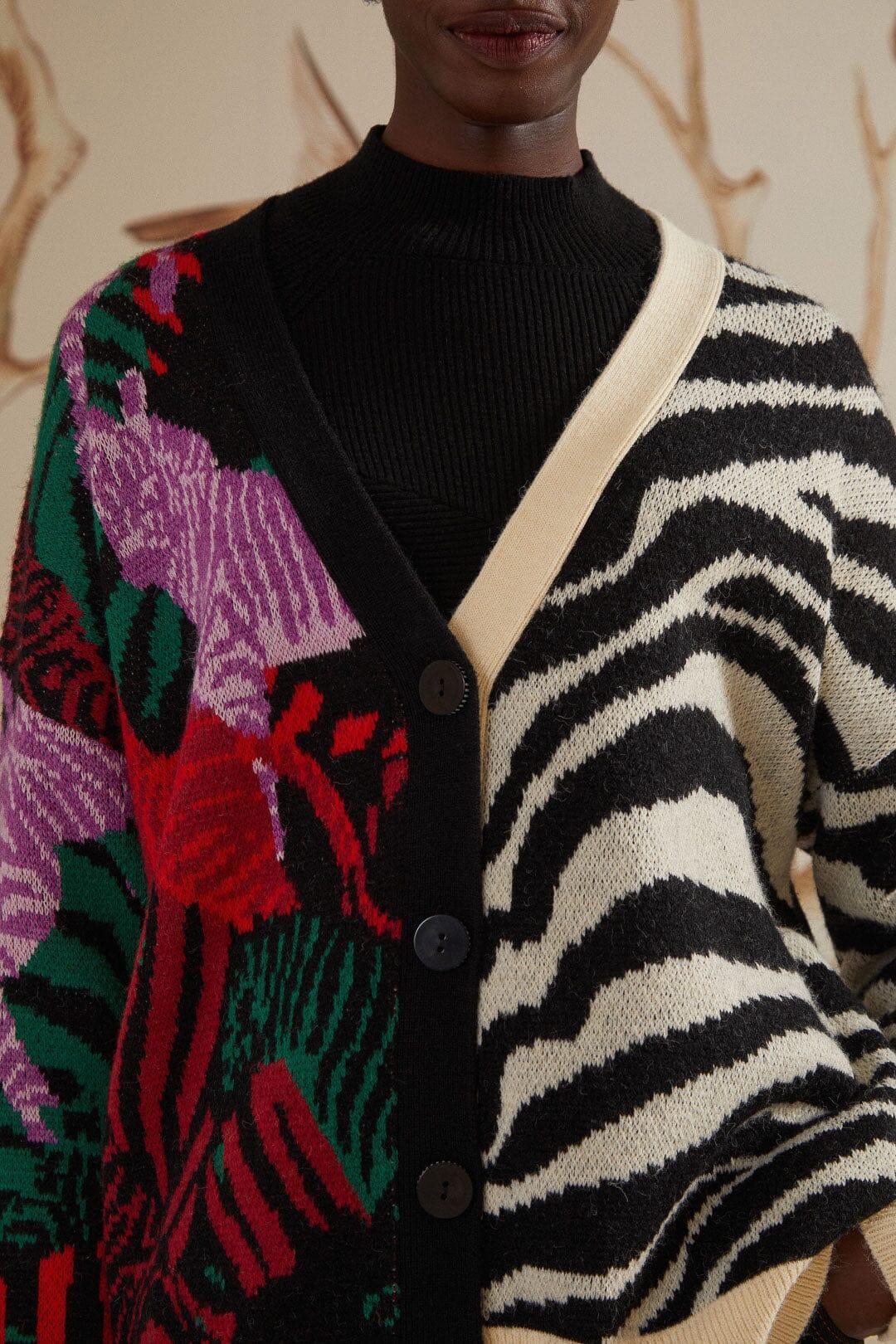 Mixed Zebra Prints Knit Cardigan Product Image