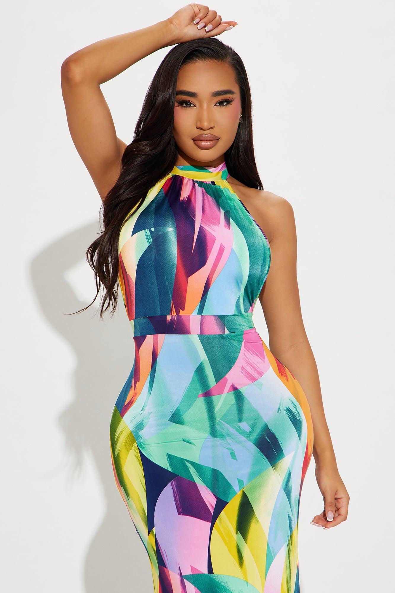 Tiana Backless Maxi Dress - Multi Color Product Image