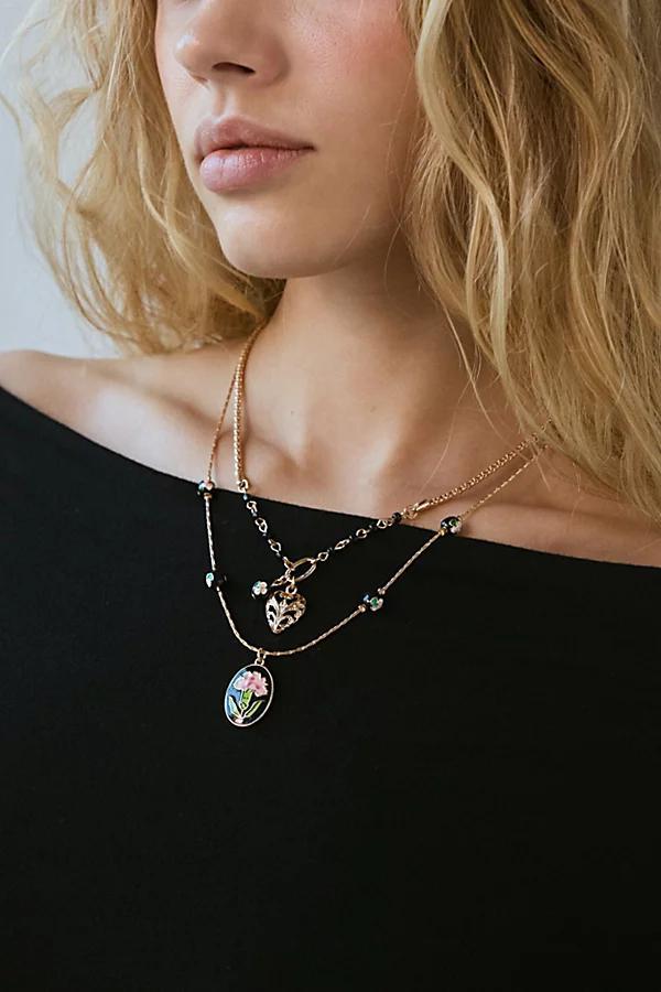 Jane Carnation Flower Pendant Layering Necklace Set Womens at Urban Outfitters Product Image