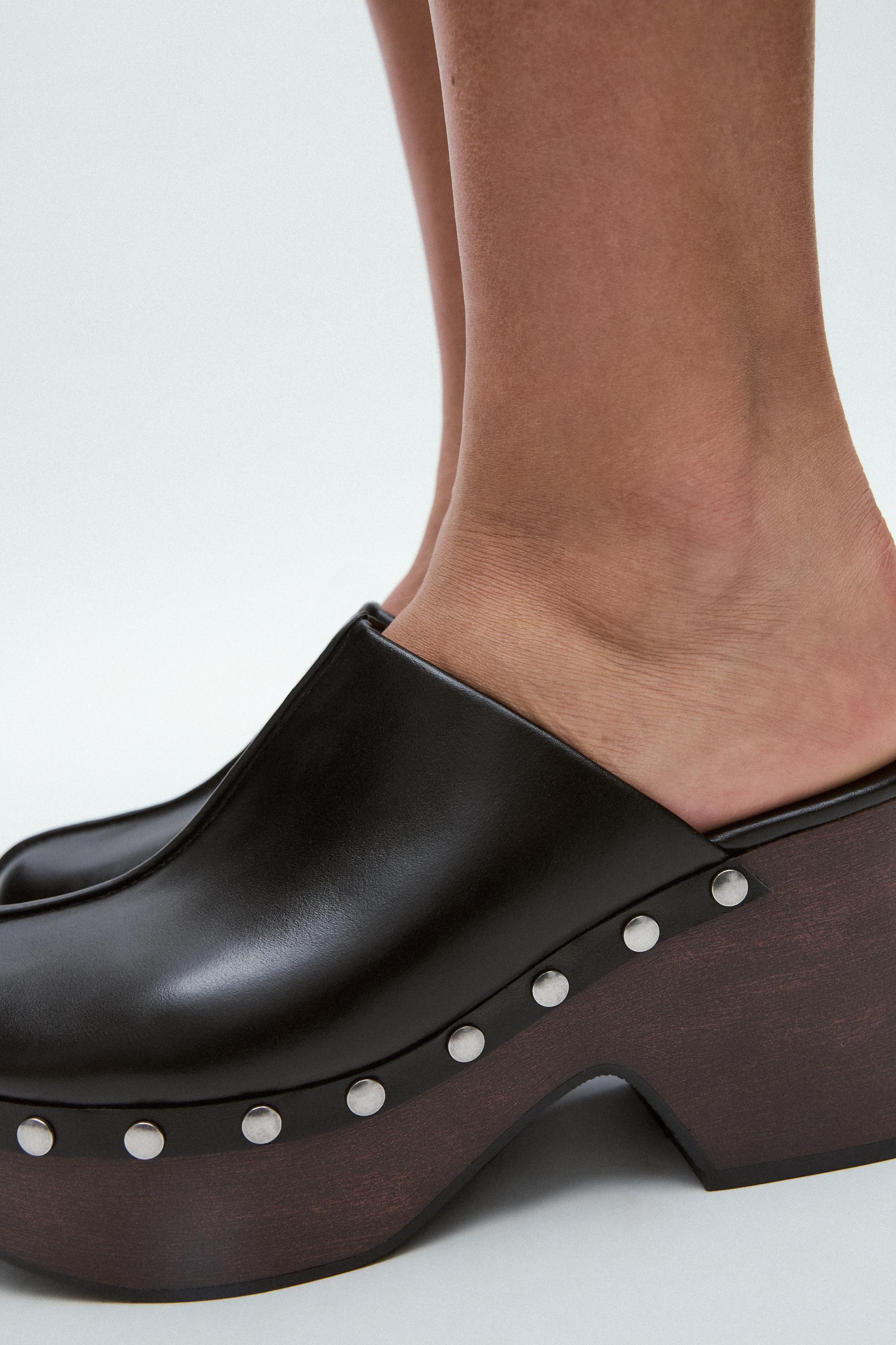 STUDDED LEATHER CLOGS Product Image