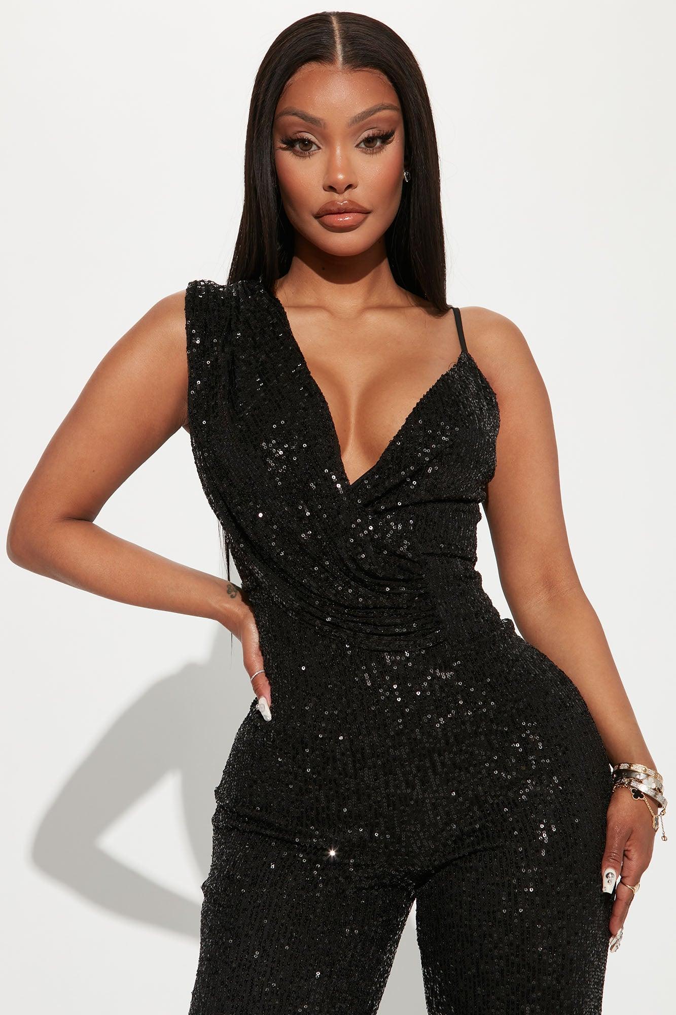 Just A Party Sequin Jumpsuit - Black Product Image