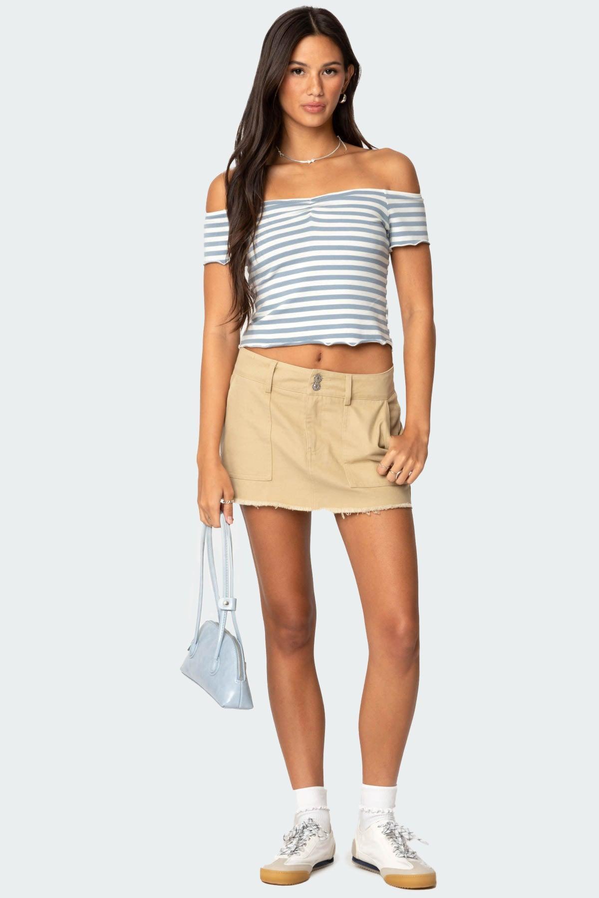 Shara Striped Off Shoulder Top Product Image