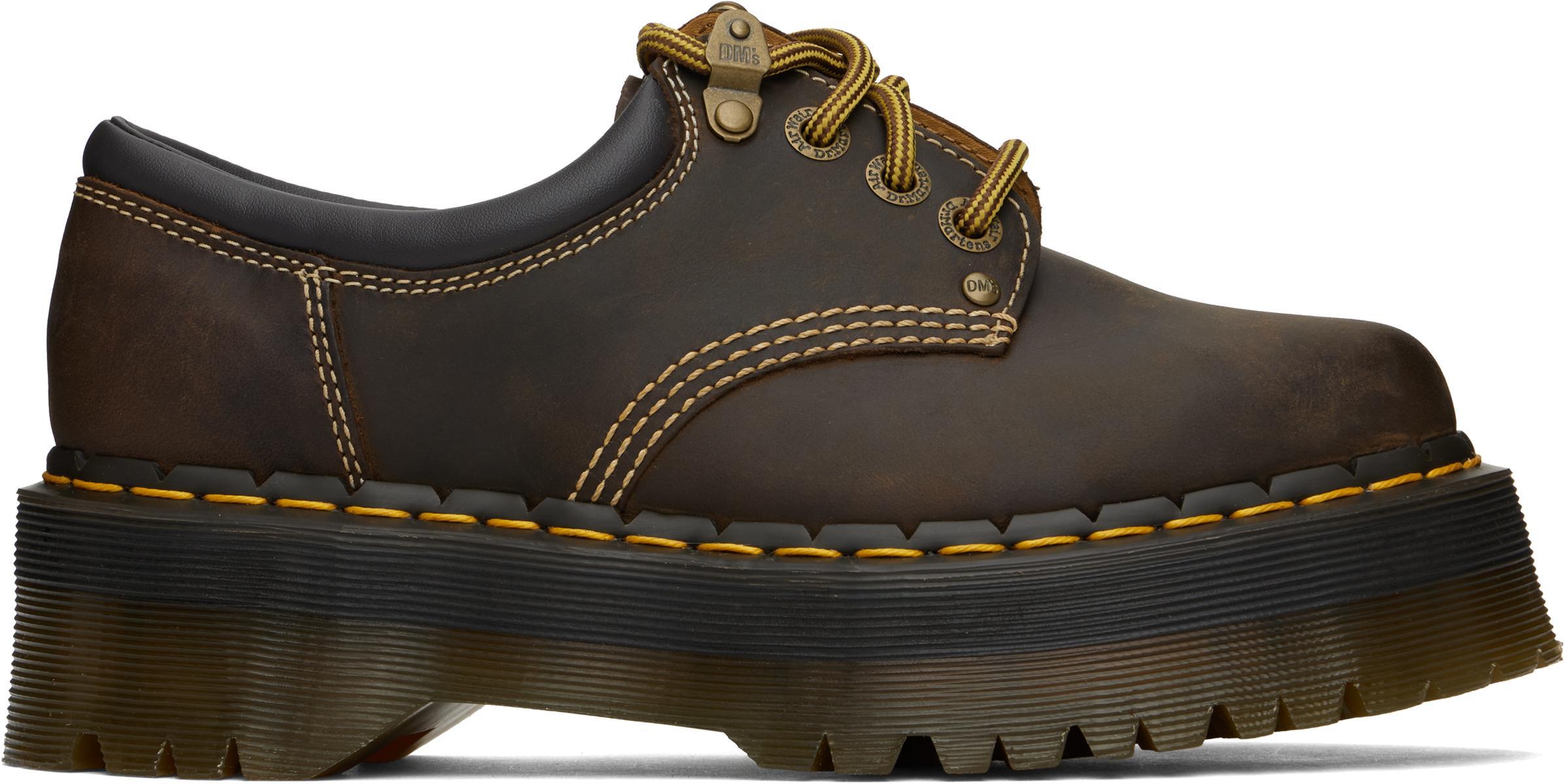 DR. MARTENS' Brown 8053 Arc Crazy Horse Leather Platform Derbys In Dark Brown Crazy Hor Product Image