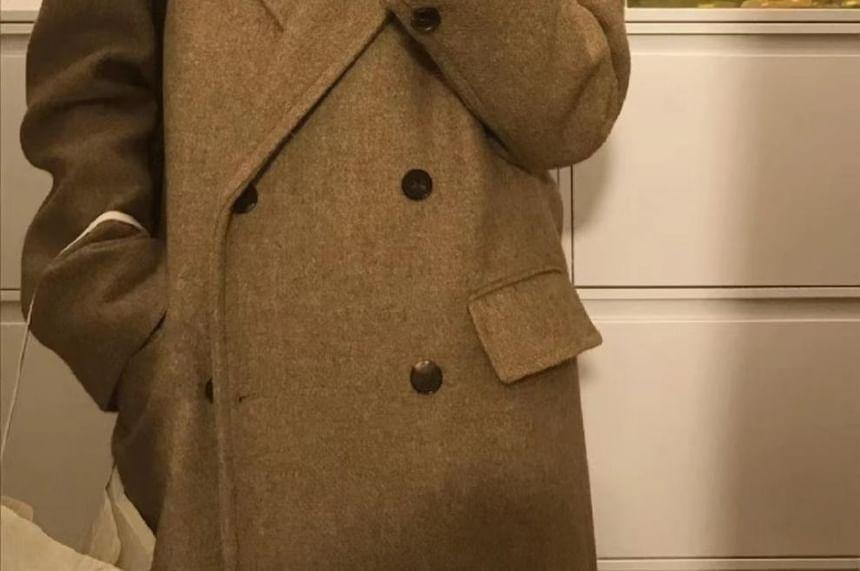 Plain Maxi Double-Breasted Coat Product Image