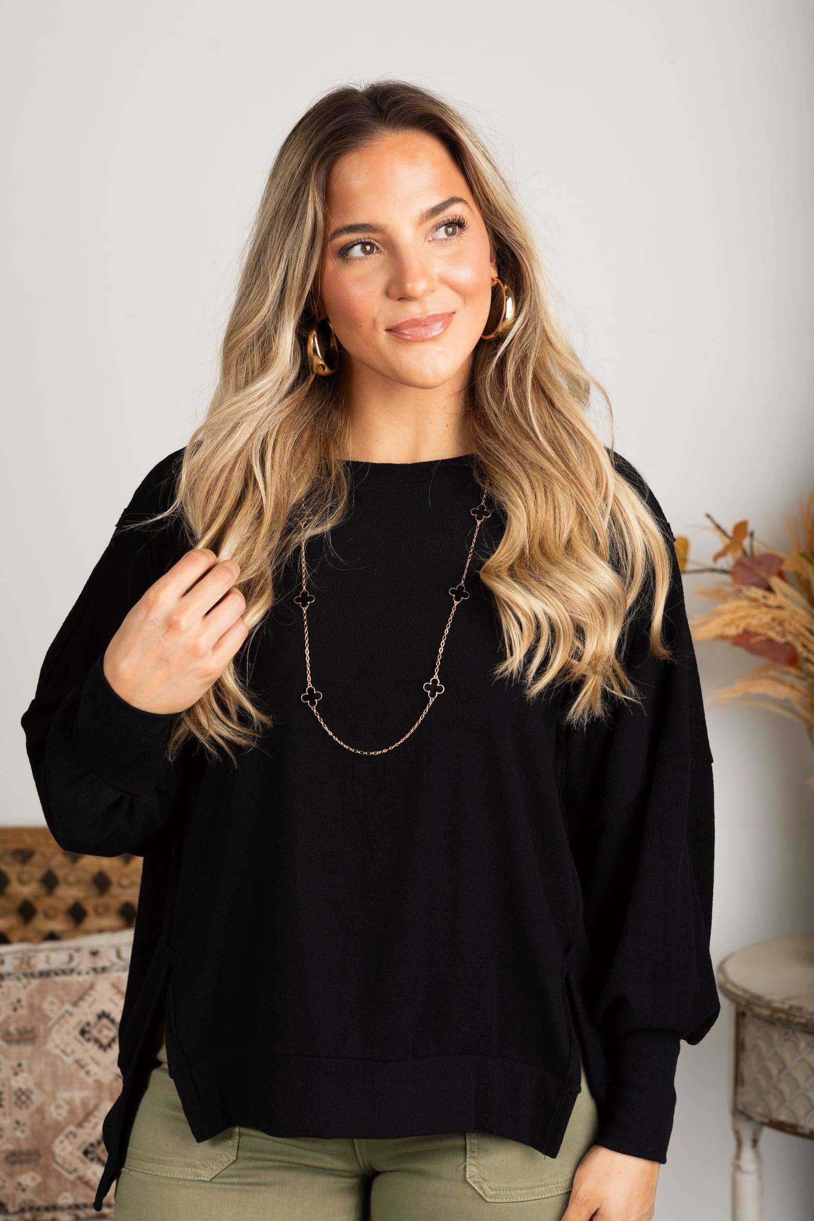 Pieced Oversized Crepe Hacci Knit Top Product Image