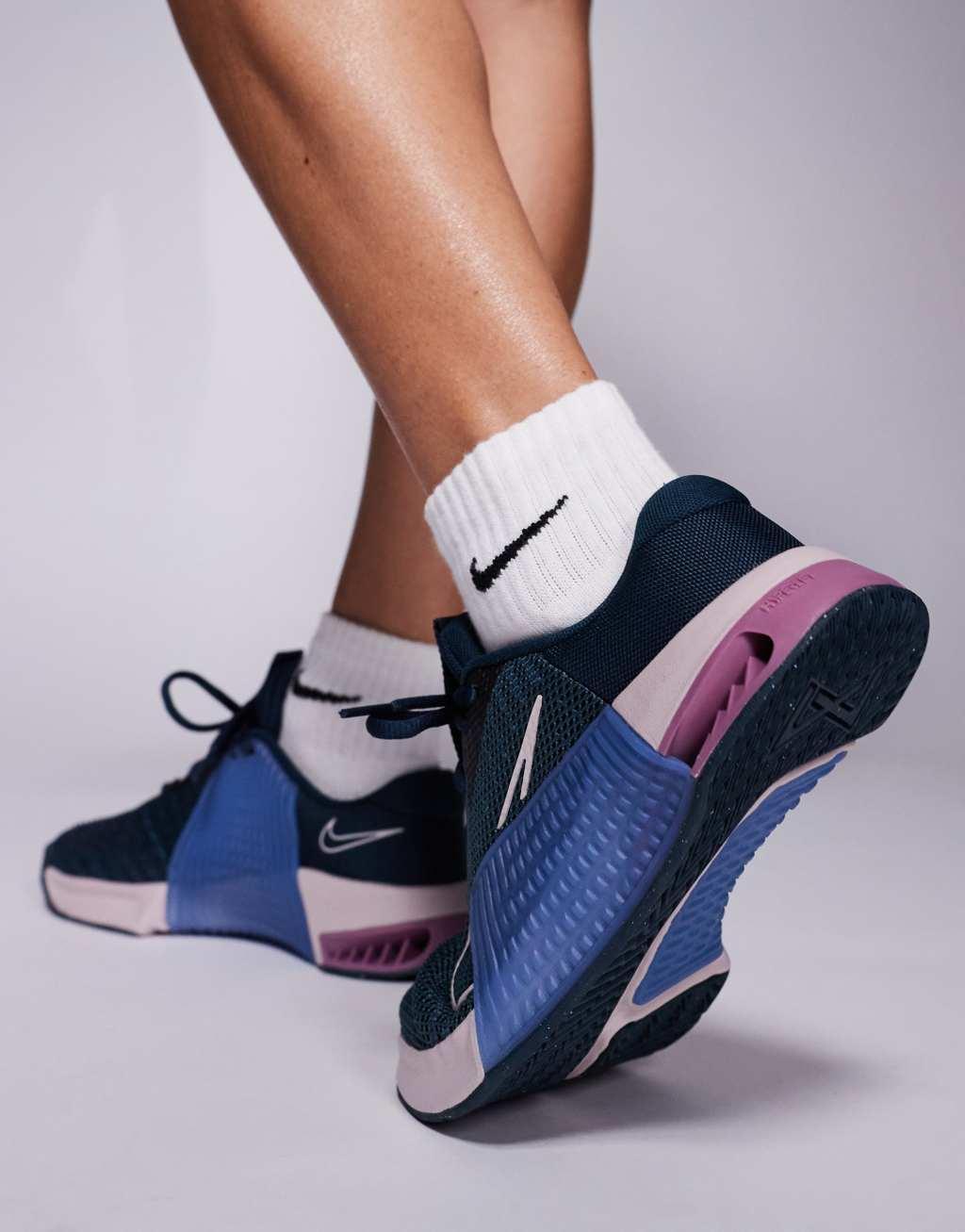 Nike Training Metcon 9 sneakers in navy and pink Product Image