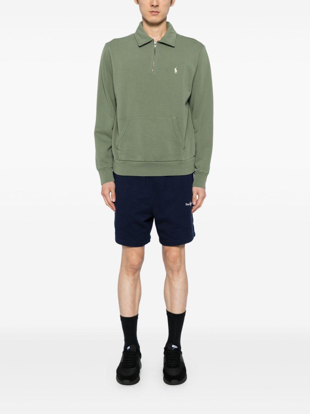 POLO RALPH LAUREN Embroidered-logo Half-zip Sweatshirt In Green Product Image