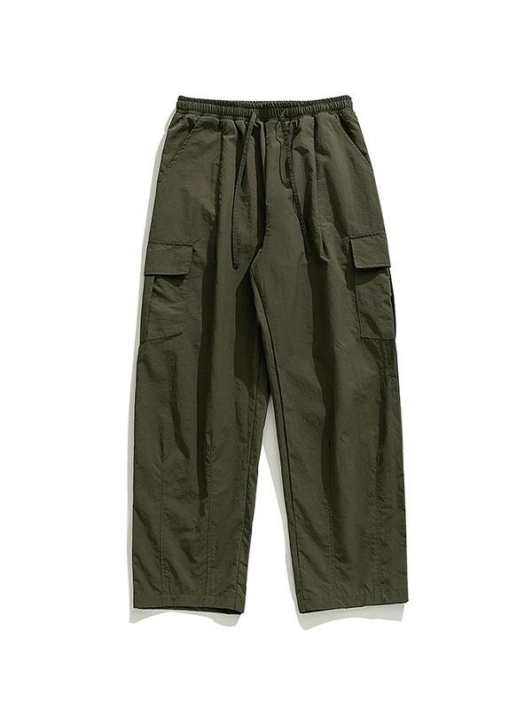 Men's Textured Big Pocket Drawstring Cargo Pants Product Image