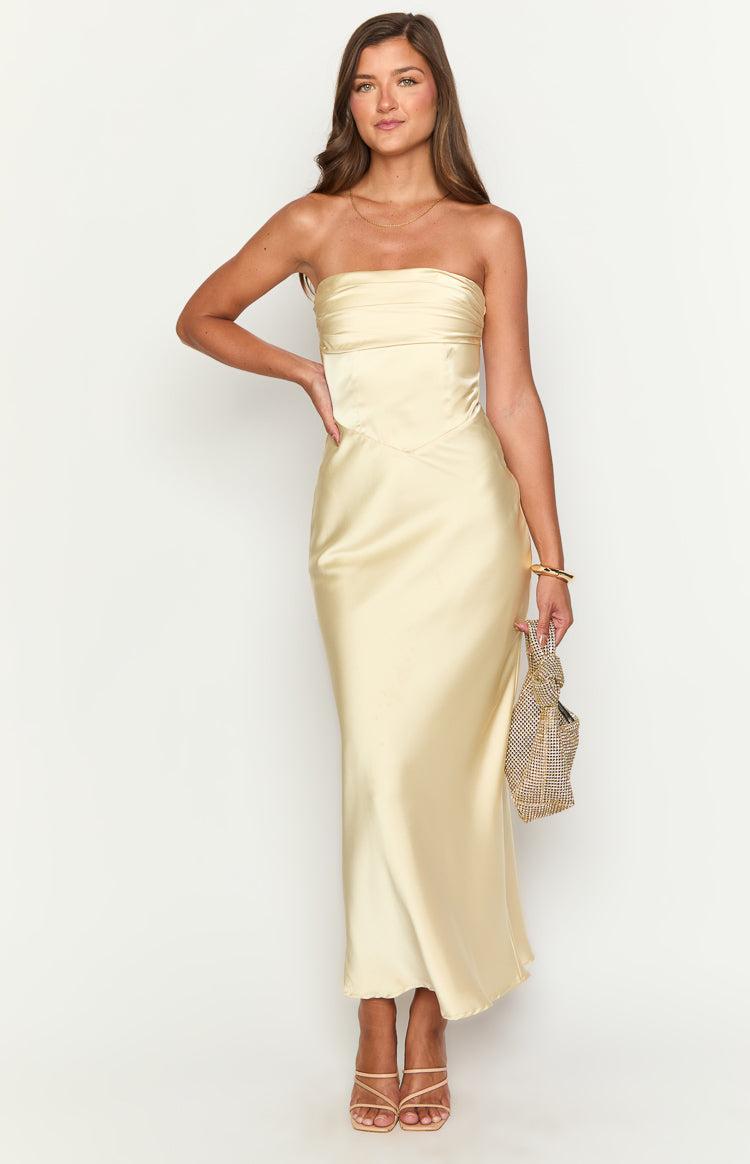 Tasha Yellow Strapless Maxi Dress Product Image