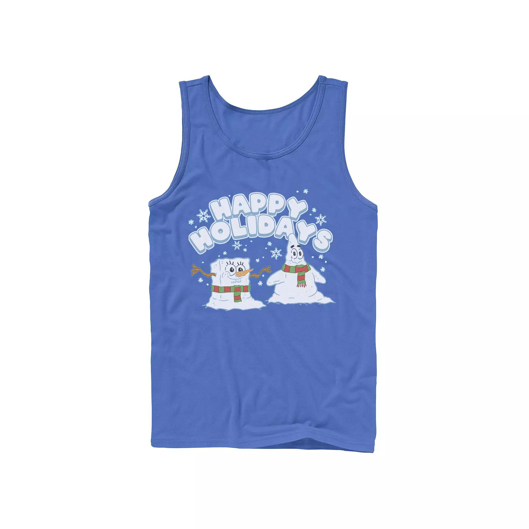 Men's Nickelodeon SpongeBob SquarePants Snowmen Happy Holidays Tank Top,  Product Image